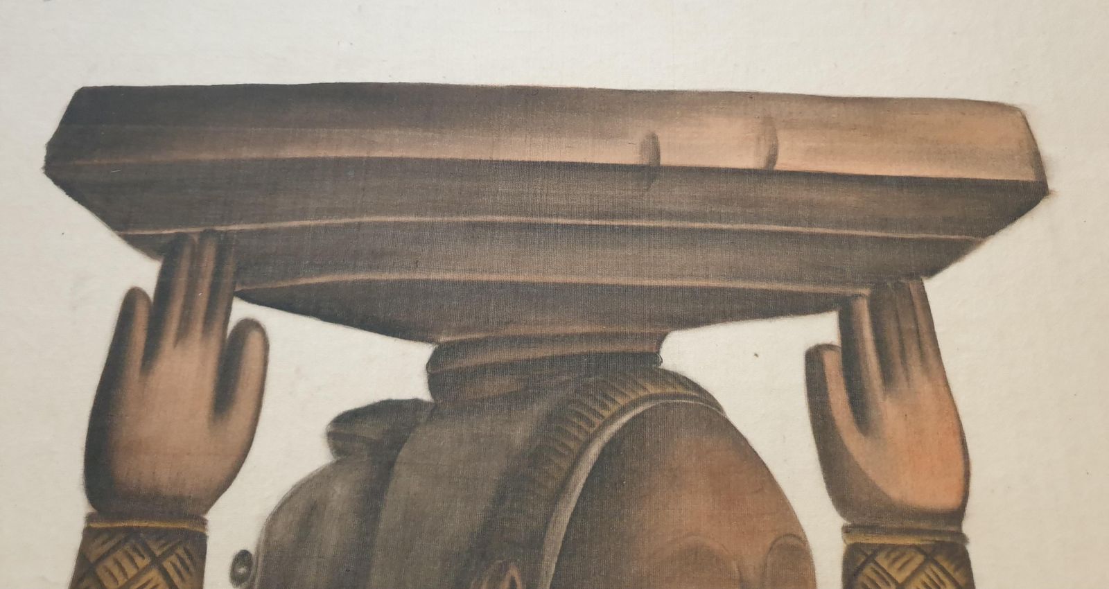 La Roche Laffittewatercolour On Handmade Paper Laid On Vélin D'arches Of An African Sculpture. photo Art