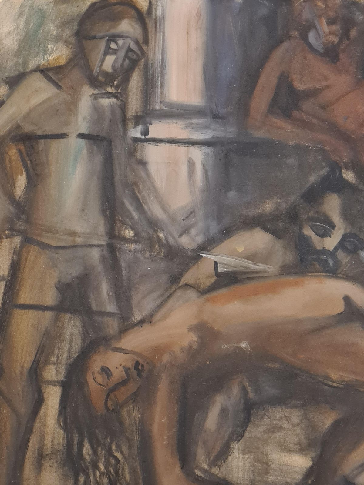 Stephane Lovighi Bourgogneexpressionist Gouache And Watercolour Study For 'Alexander And His Army'.1990s photo for sale