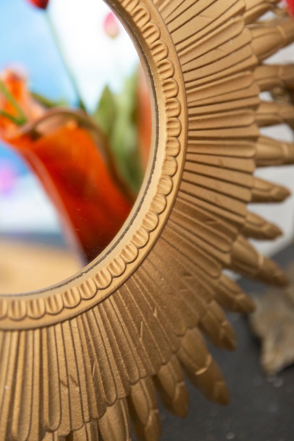 20th Century, Modern Gold Italian Big Sunburst Mirror, Giltwood, 1960s photo 255.0
