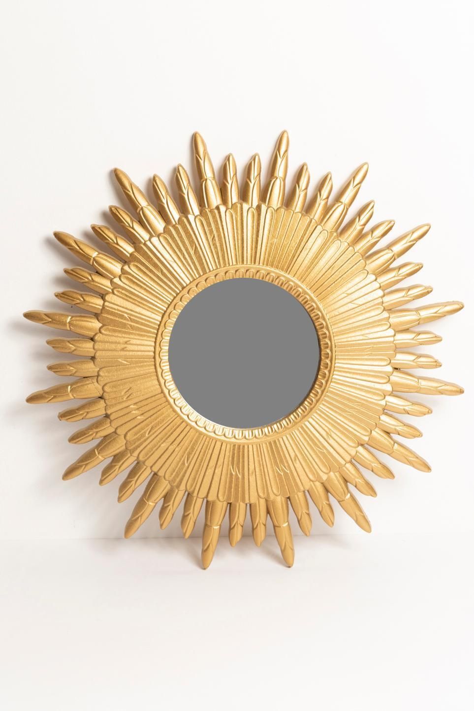 20th Century, Modern Gold Italian Big Sunburst Mirror, Giltwood, 1960s photo vinterior