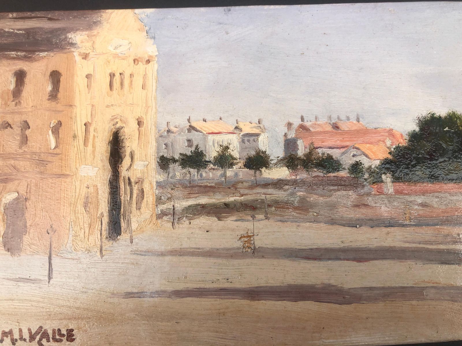 Manuel Isidor Valle Micolau Early 1920s Spanish Village Landscape Oil Painting Mediterranean Plein Air Art photo vinterior