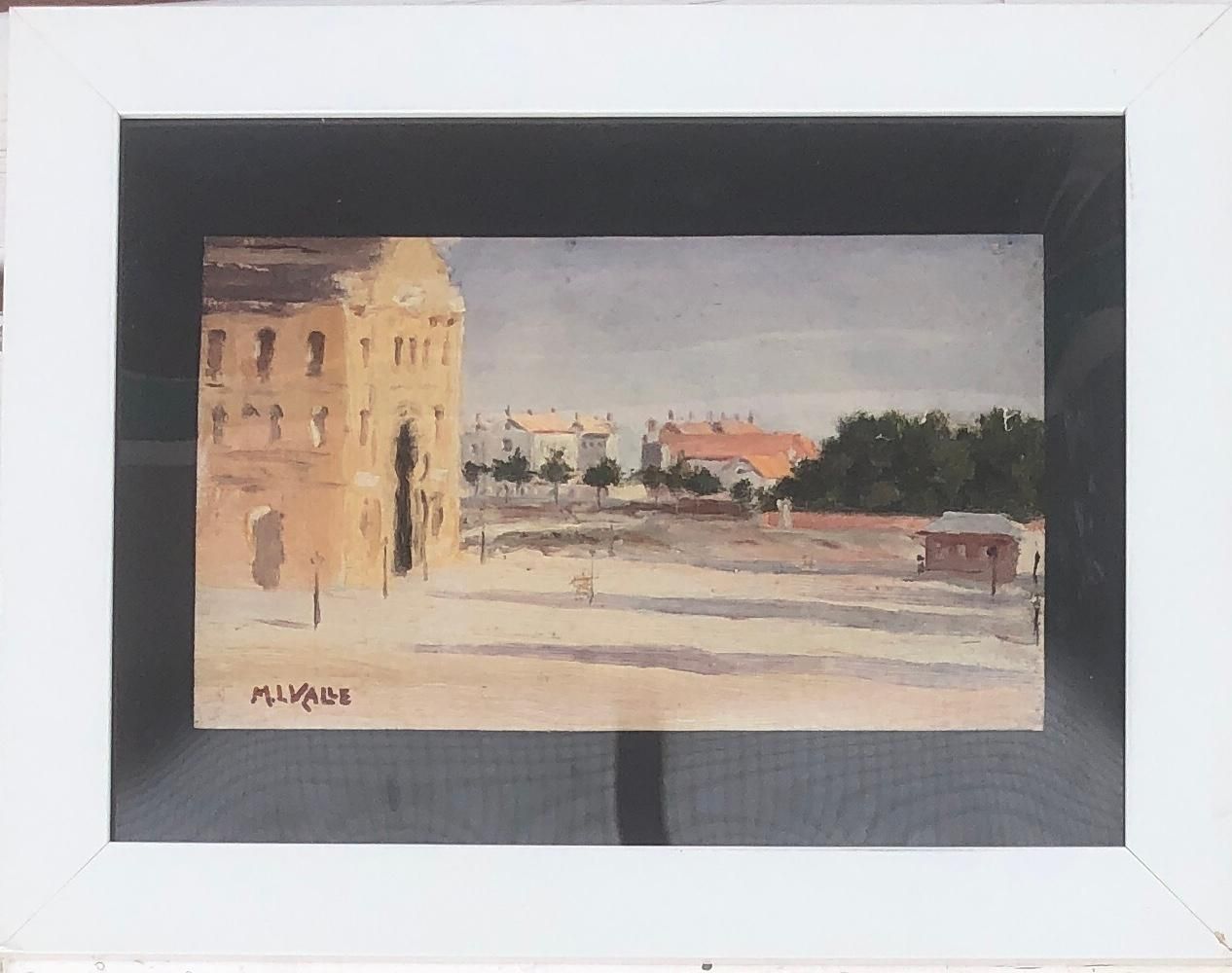 Manuel Isidor Valle Micolau Early 1920s Spanish Village Landscape Oil Painting Mediterranean Plein Air Art photo vintage