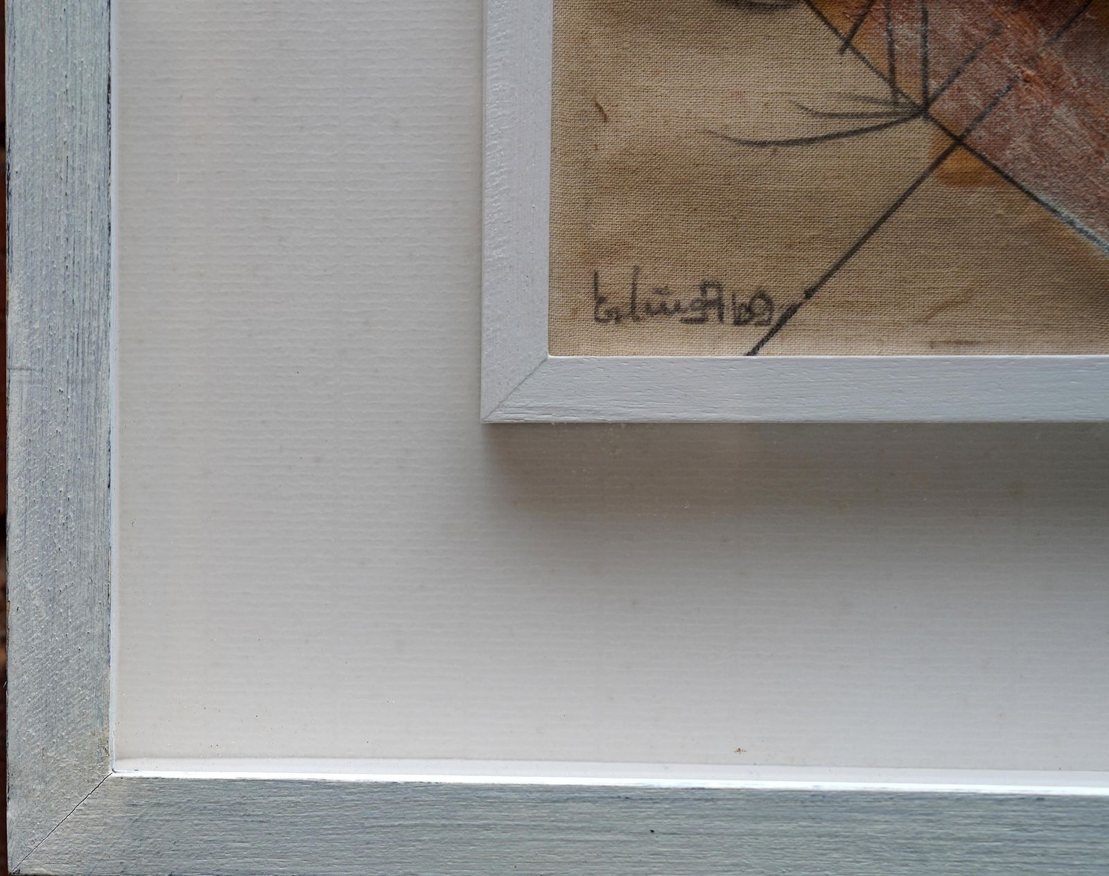photo furniture Erling Andersenabstract Composition With Ochre   Danish 1969 Art Mixed Media And Oil Painting1969