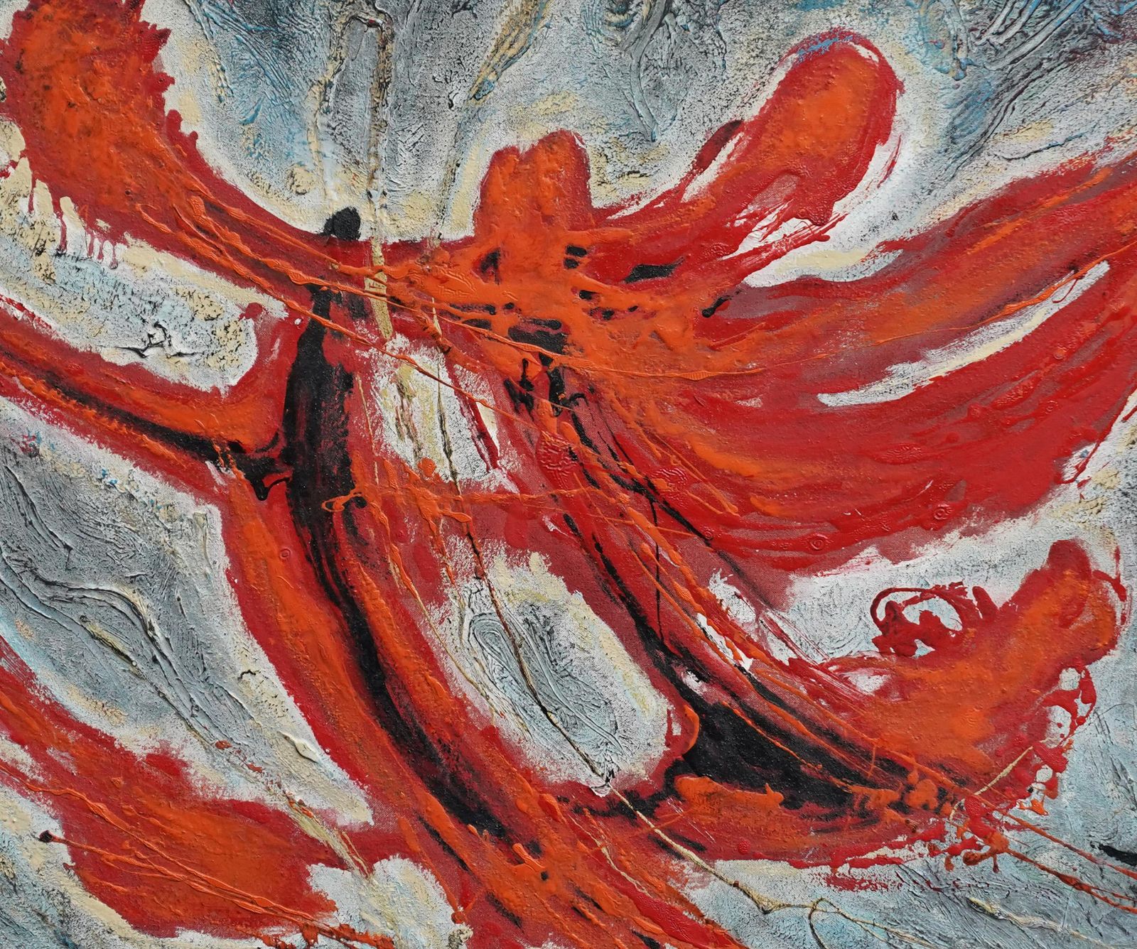 Armando Baldinelliorange Abstract   Italian/South African Sixties Abstract Art Oil Paintingcirca 1960 photo for sale