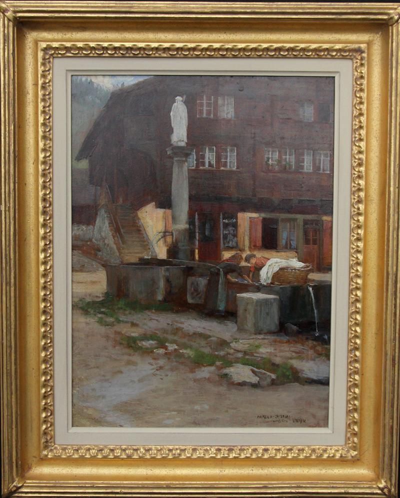 Harold Speedwassen Switzerland   British Victorian Art Impressionist Oil Painting Of Village1894 photo 2015.0