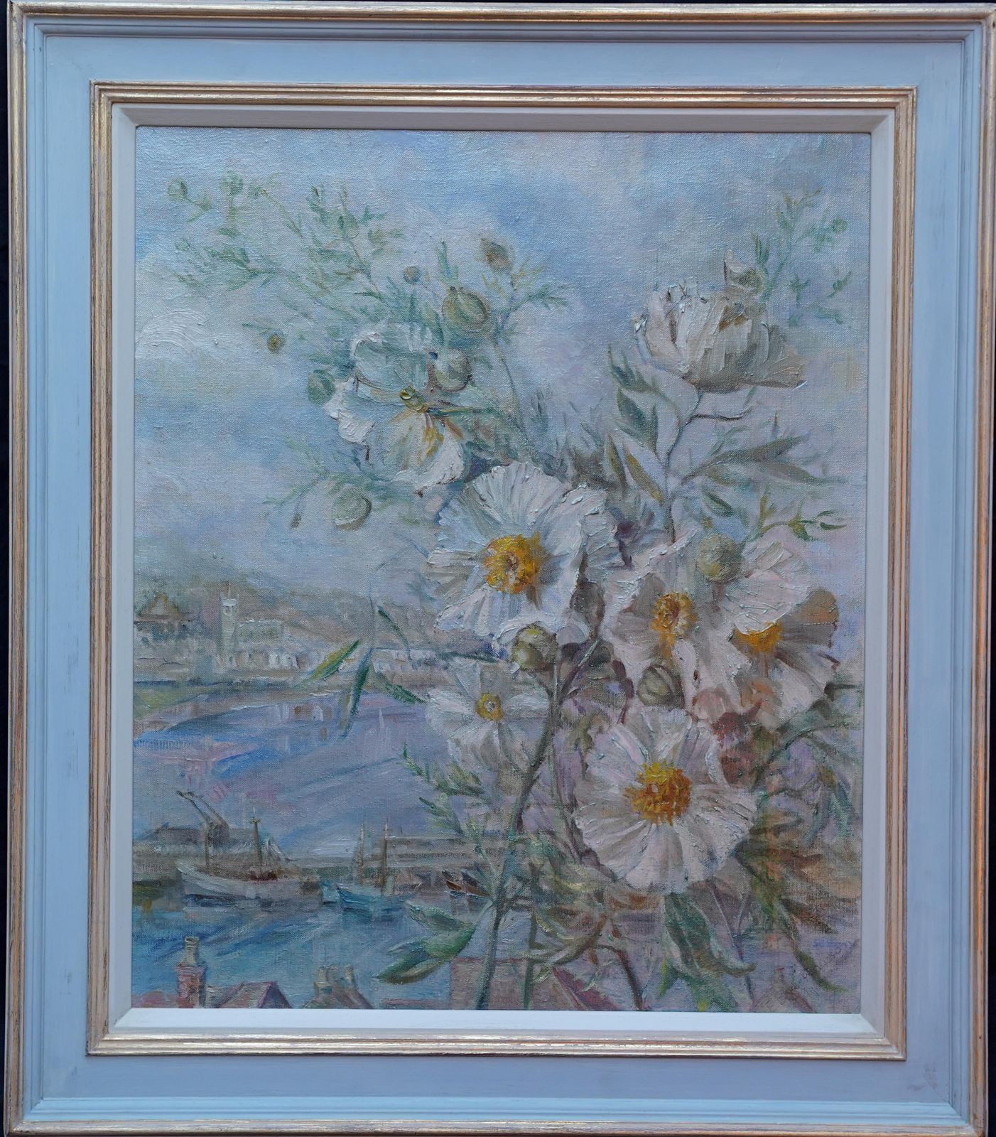 photo for sale Elsie Bye Rawsoncoastal View Of Penzance From Newlyn, Cornwall   British Landscape Oil Paintingcirca 1960