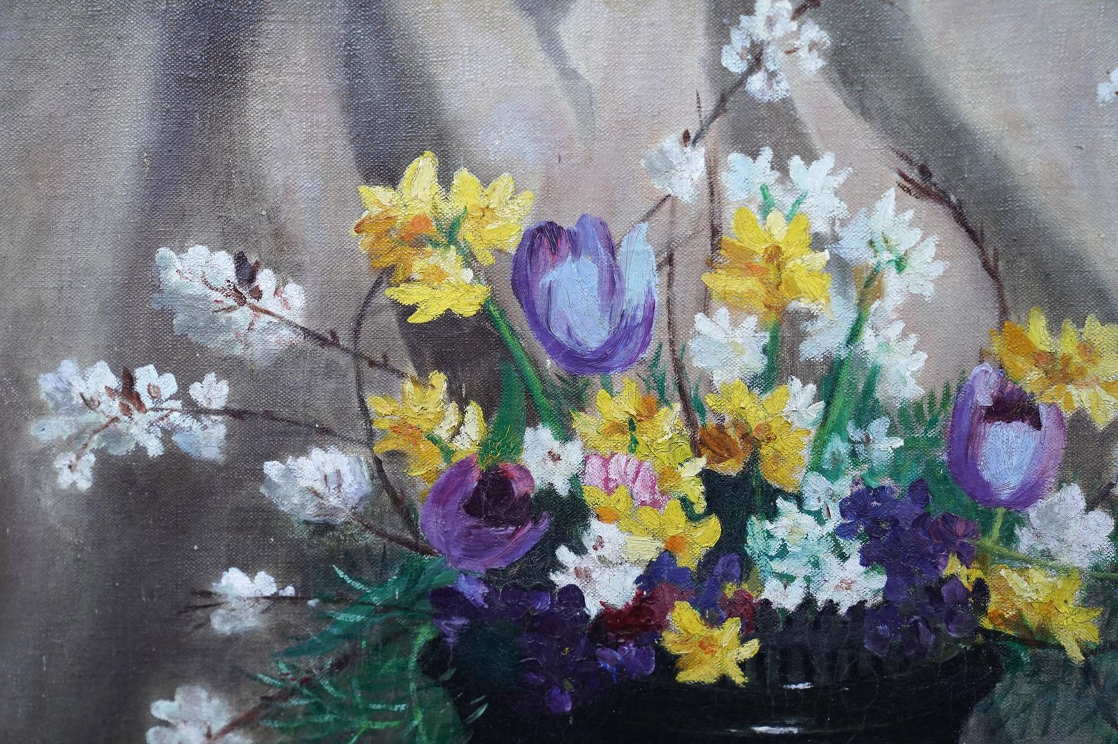 Frank Rashleighart Deco Spring Flowers   British 1930's Art Floral Still Life Oil Paintingcirca 1937 photo Art