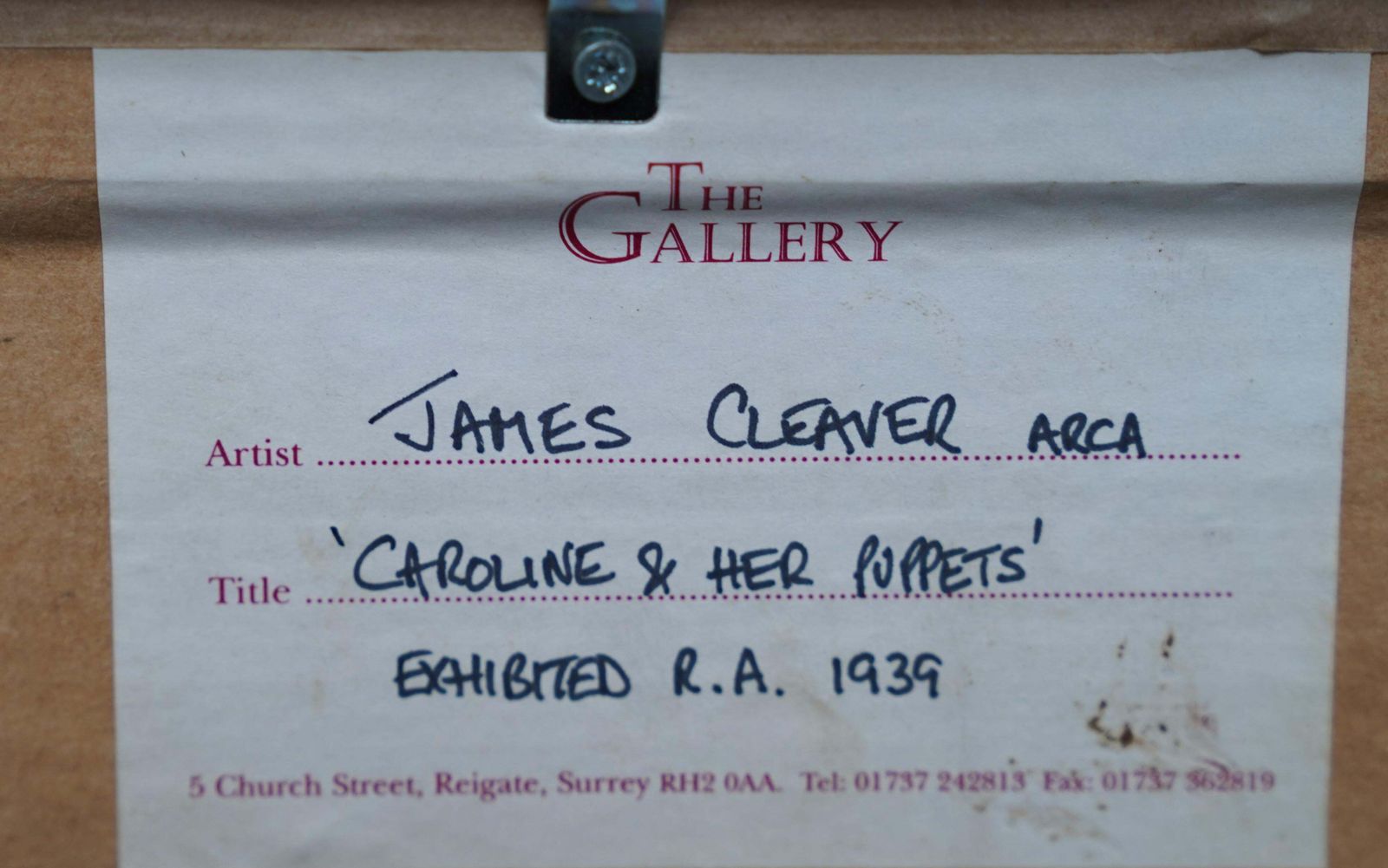 Art James Cleaverportrait Of Caroline And Her Puppets   British 1930s Theatrical Art Oil Painting1937 photo