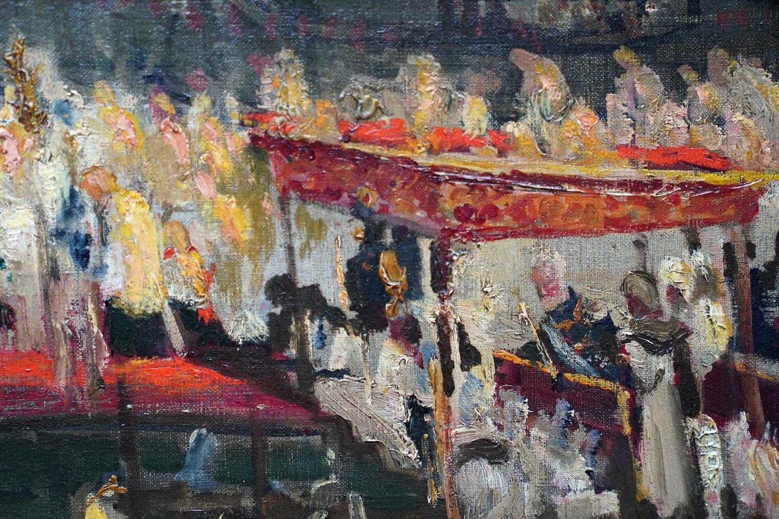 Celebrations At Marienplatz, Munich French 1900 Art City Landscape Oil Paintingcirca 1900 photo vintage