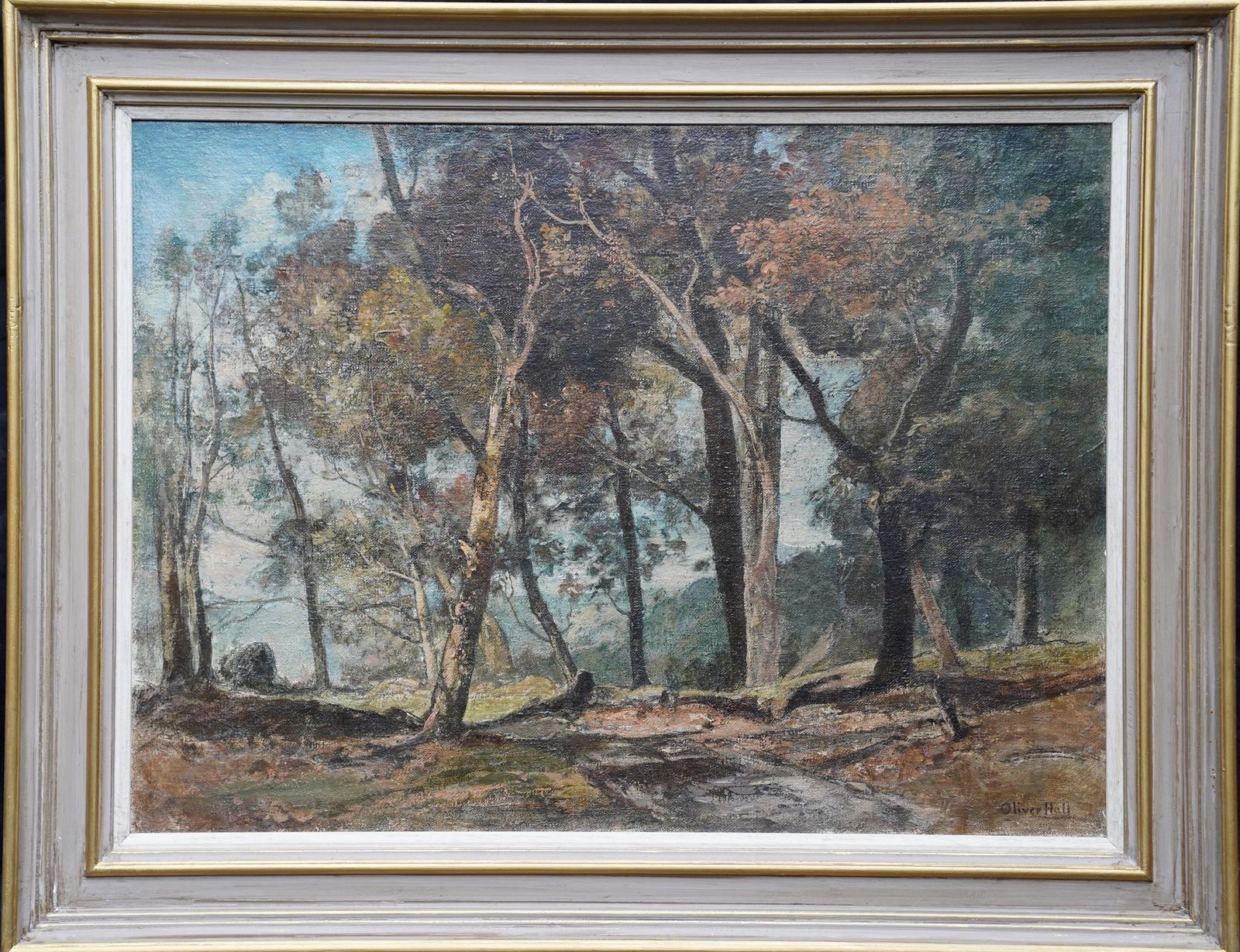 Oliver Hall, R.A., R.E., R.S.W.Woodland Path   British Impressionist Art 1930 Wooded Landscape Oil Paintingcirca 1930
