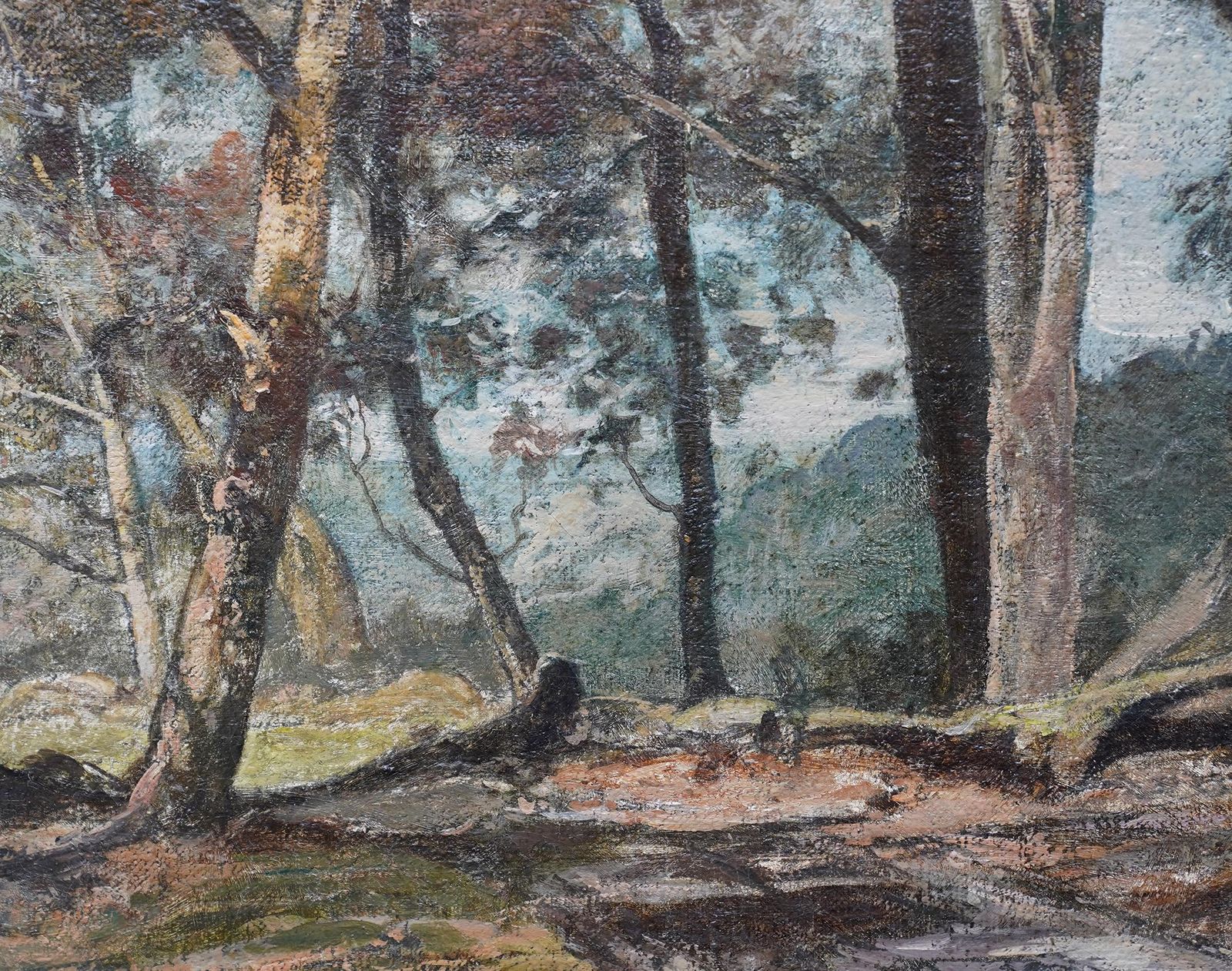 Oliver Hall, R.A., R.E., R.S.W.Woodland Path   British Impressionist Art 1930 Wooded Landscape Oil Paintingcirca 1930 photo vintage