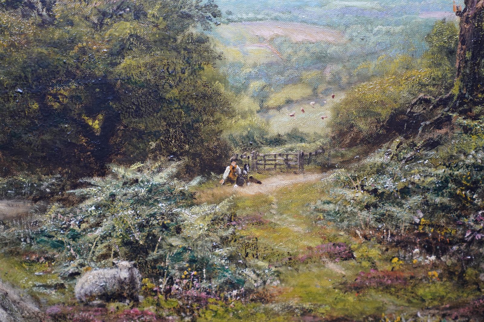 George William Motesheep In A Surrey Landscape   British Victorian Art Sunny Landscape Oil Paintingcirca 1870 photo vinterior