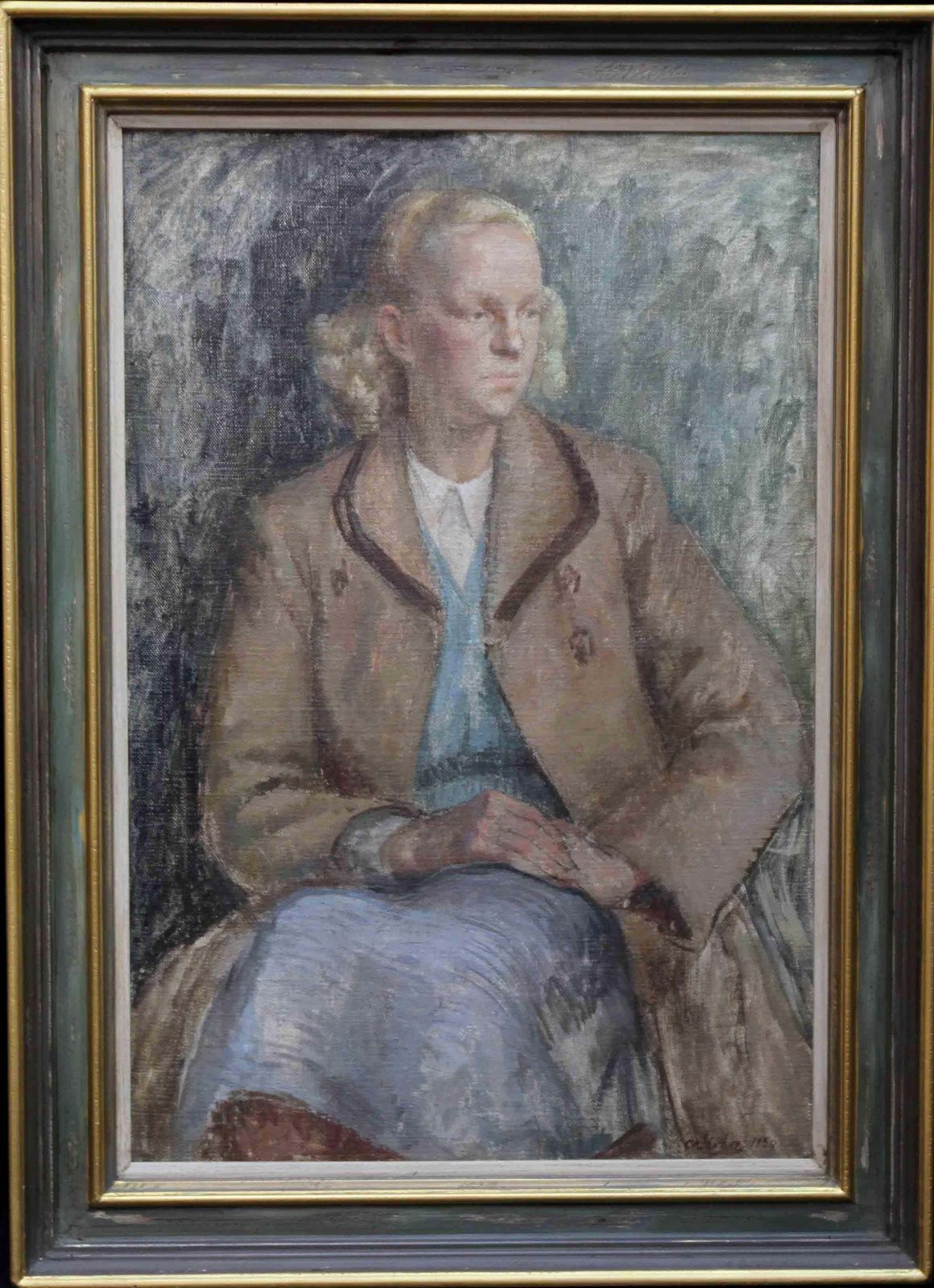 Constance Anne Parkerportrait Of A Lady    British 50's Post Impressionist Oil Painting Blonde Woman Circa 1955 photo Art