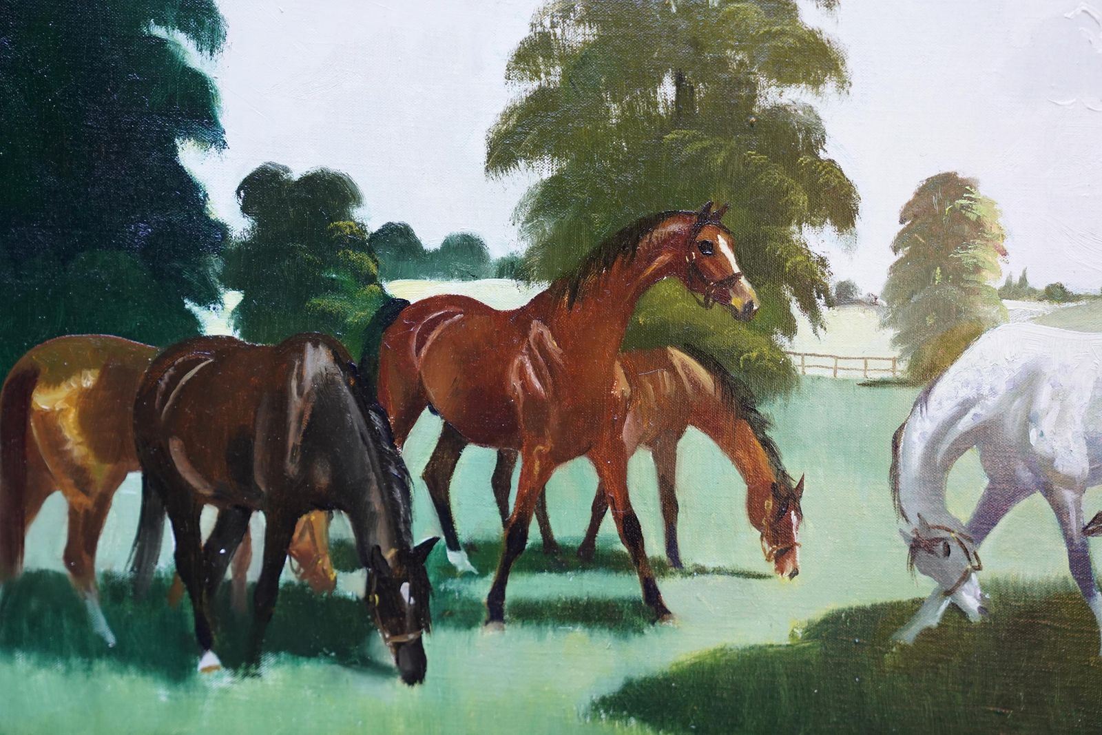 Doris Zinkeisenhorses In A Landscape   Scottish 1960's Equine Art Oil Painting Female Artistcirca 1960 photo Art
