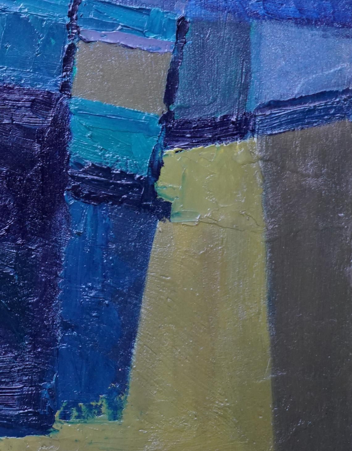Peter L. Fieldblue Yellow Abstract   British Sixties Abstract Art Oil Paintingcirca 1960 photo buy