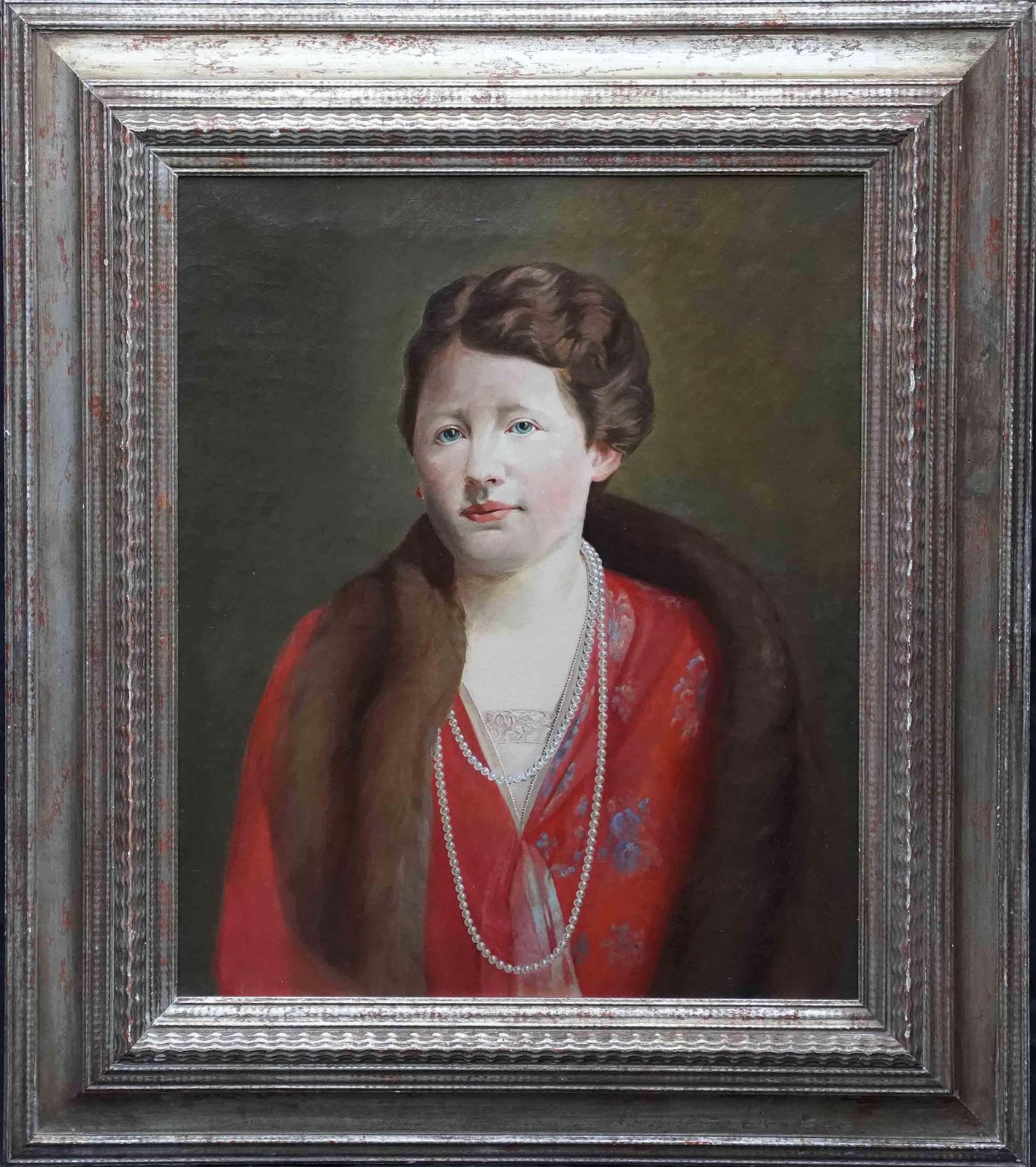 James Robert Granville Exleyportrait Of Elizabeth Exley   British Art Deco 1930's  Portrait Oil Paintingcirca 1935