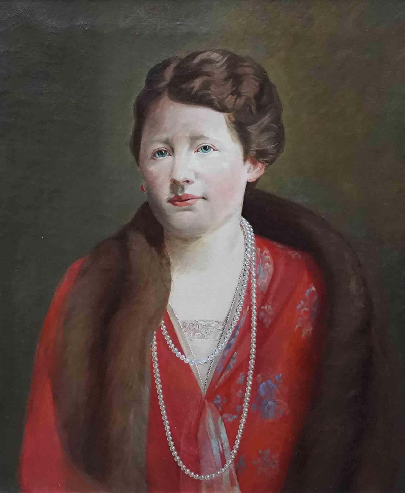 James Robert Granville Exleyportrait Of Elizabeth Exley   British Art Deco 1930's  Portrait Oil Paintingcirca 1935 photo furniture