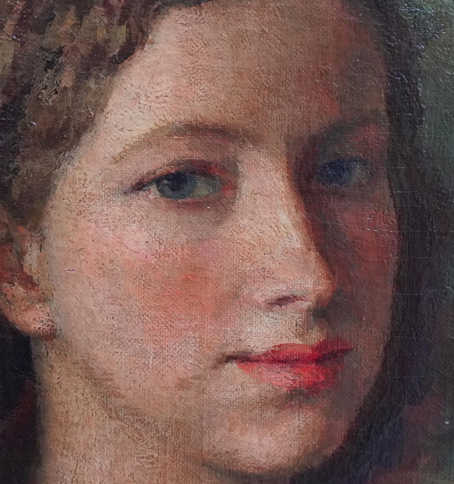 Lionel Ellisportrait Of A Girl In White Lace Shawl   British 1929 Art Portrait Oil Painting1929 photo buy
