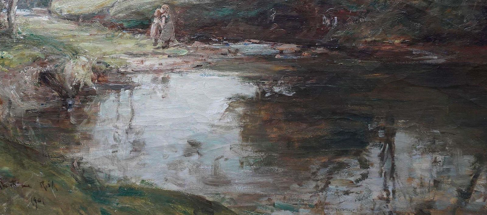George Whitton Johnstonea Shady Pool   Scottish Edwardian Impressionist Art Landscape Oil Painting1901 photo buy