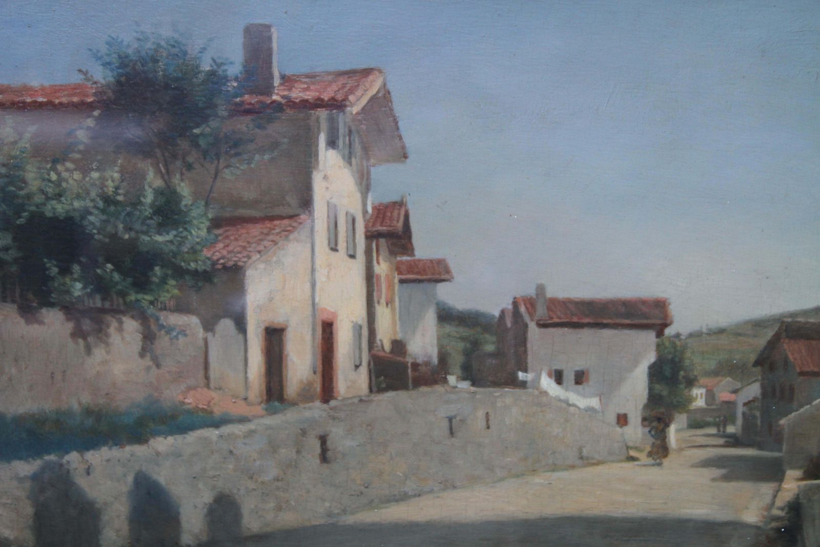Pierre Edouard Frerevillage Landscape   French 19thc Impressionist Oil Painting  France1860 photo for sale