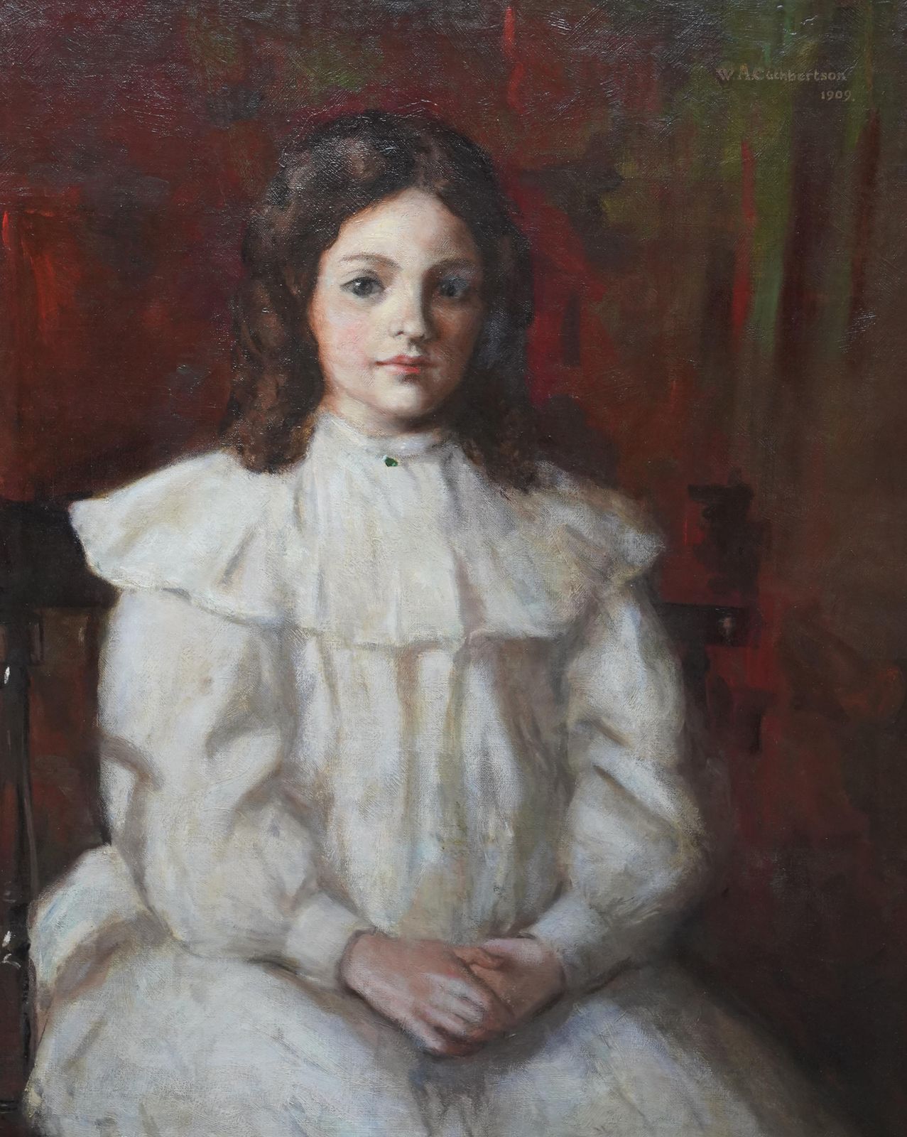 William Alexander Cuthbertsonedwardian Portrait Of A Young Girl   Scottish 1909 Art Portrait Oil Painting1909 photo Art