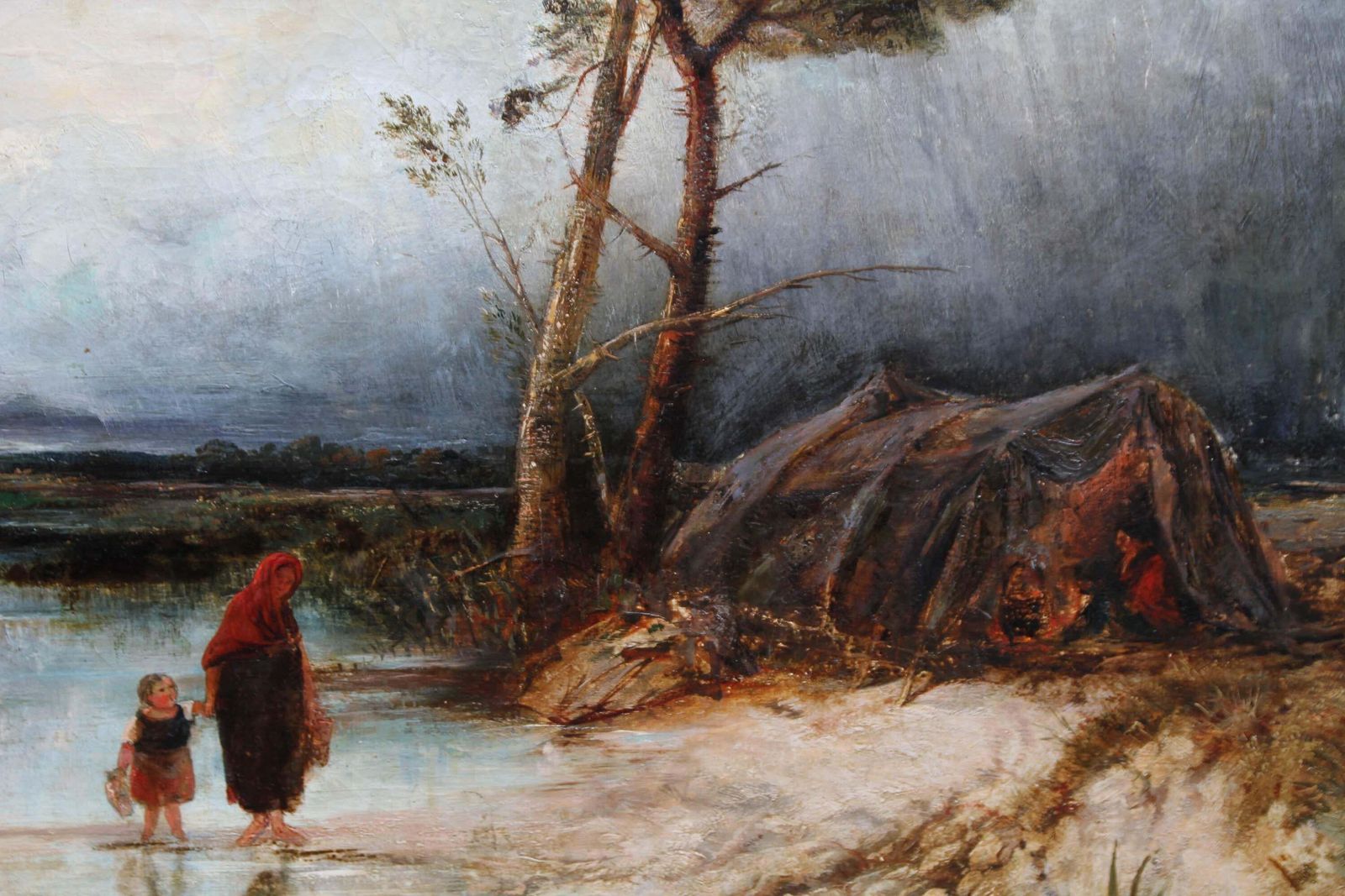 (Circle Of) David Coxrainy Landscape   Impressionist Victorian Art Oil Painting Famous Weather Artistcirca 1850 photo 4897.0