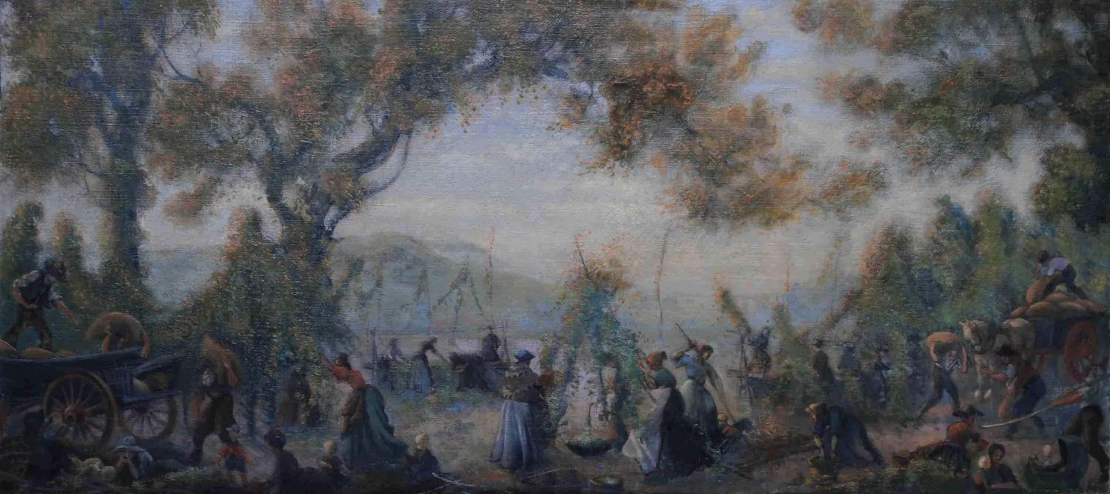 Franklin Whitesummer Fair   British Art Twenties Slade School Oil Painting Village Landscapecirca 1920 photo furniture