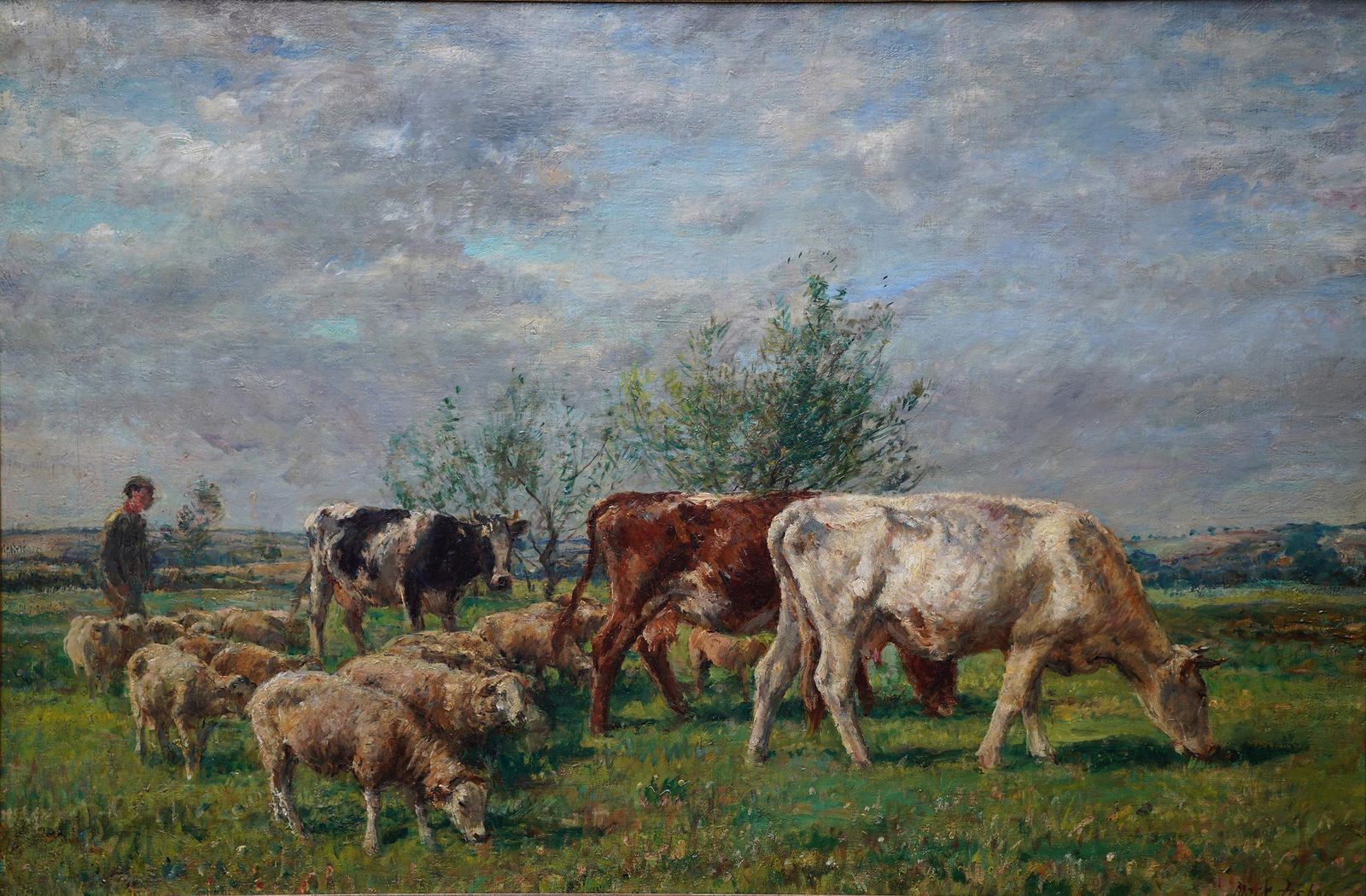 William Mark Fisherlandscape With Cattle And Sheep   British Victorian Art Pastoral Oil Paintingcirca 1880 photo furniture
