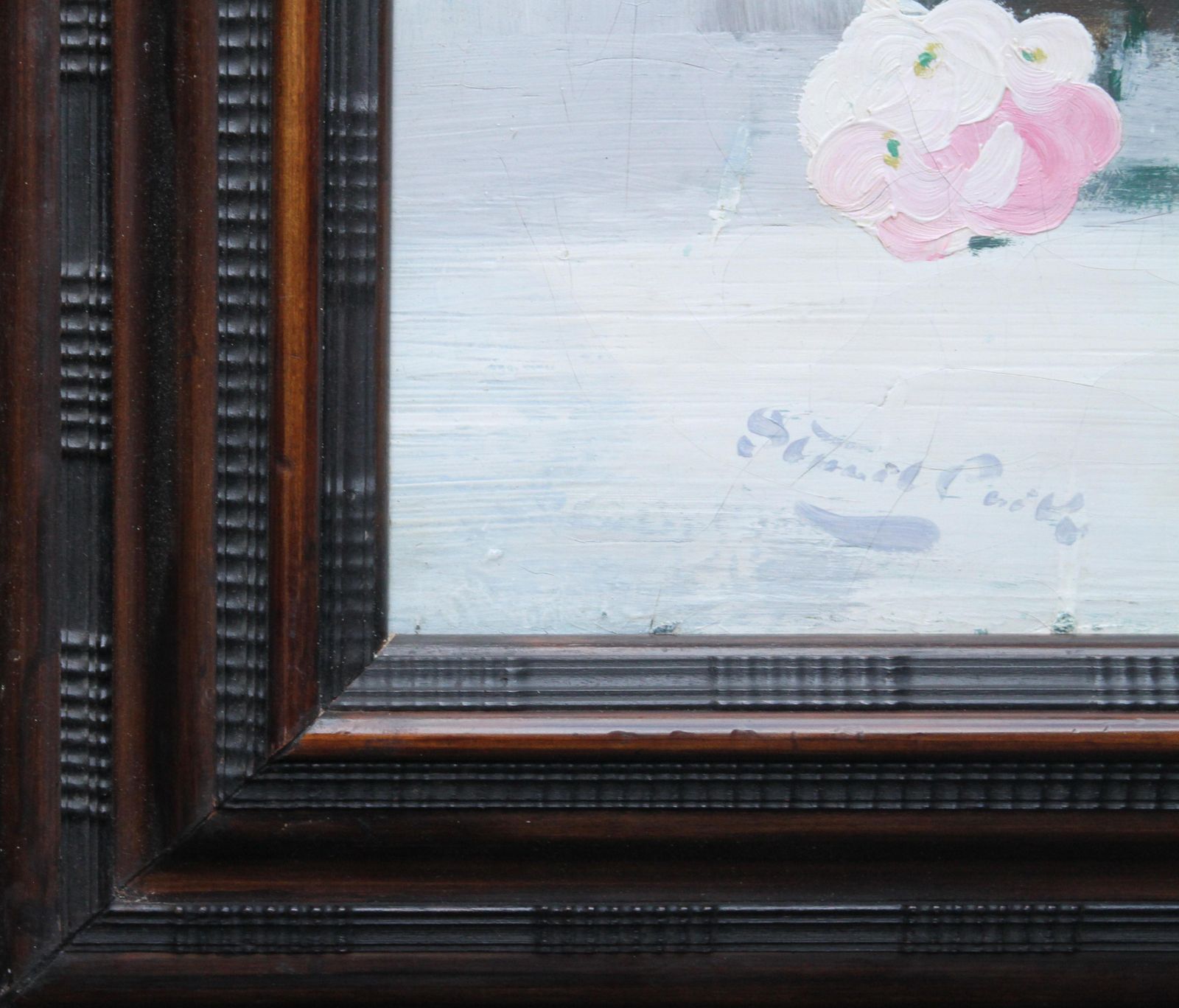 Art James Stuart Parkhydrangea With Fan   Scottish Art 19thc Glasgow Boy Artist Floral Oil Paintingcirca 1900 photo