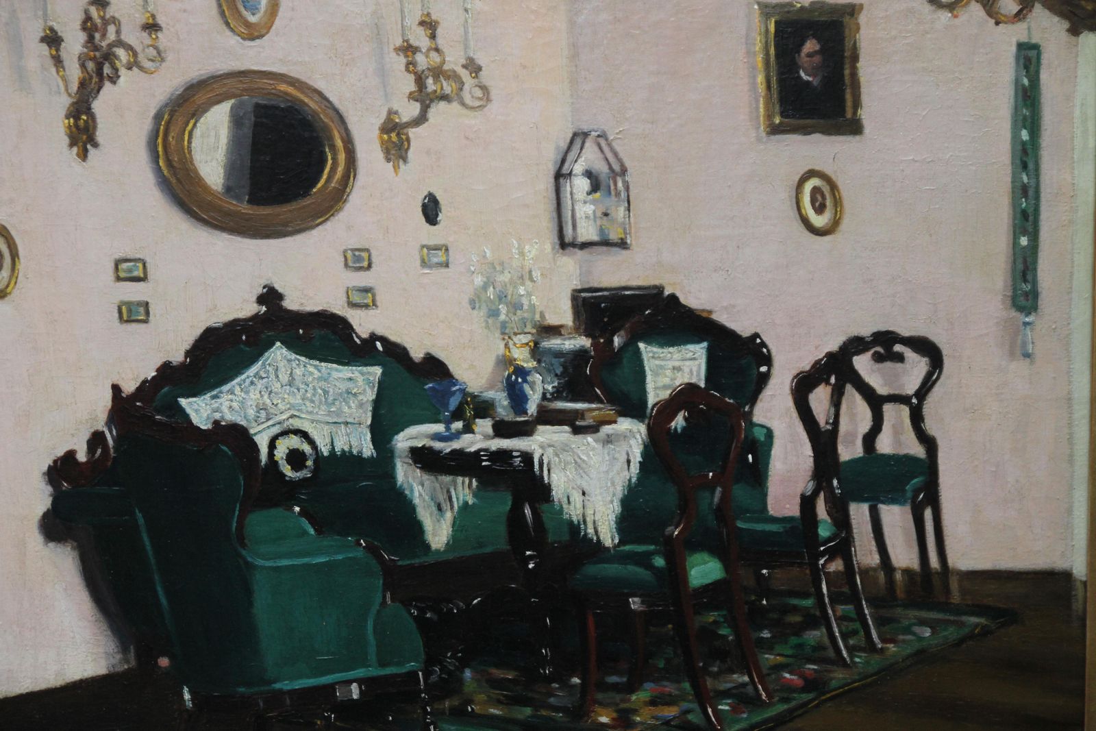 Unknownscottish Interior   Edwardian Art Oil Painting Sitting Room Interior Gilt Framecirca 1911 photo Art