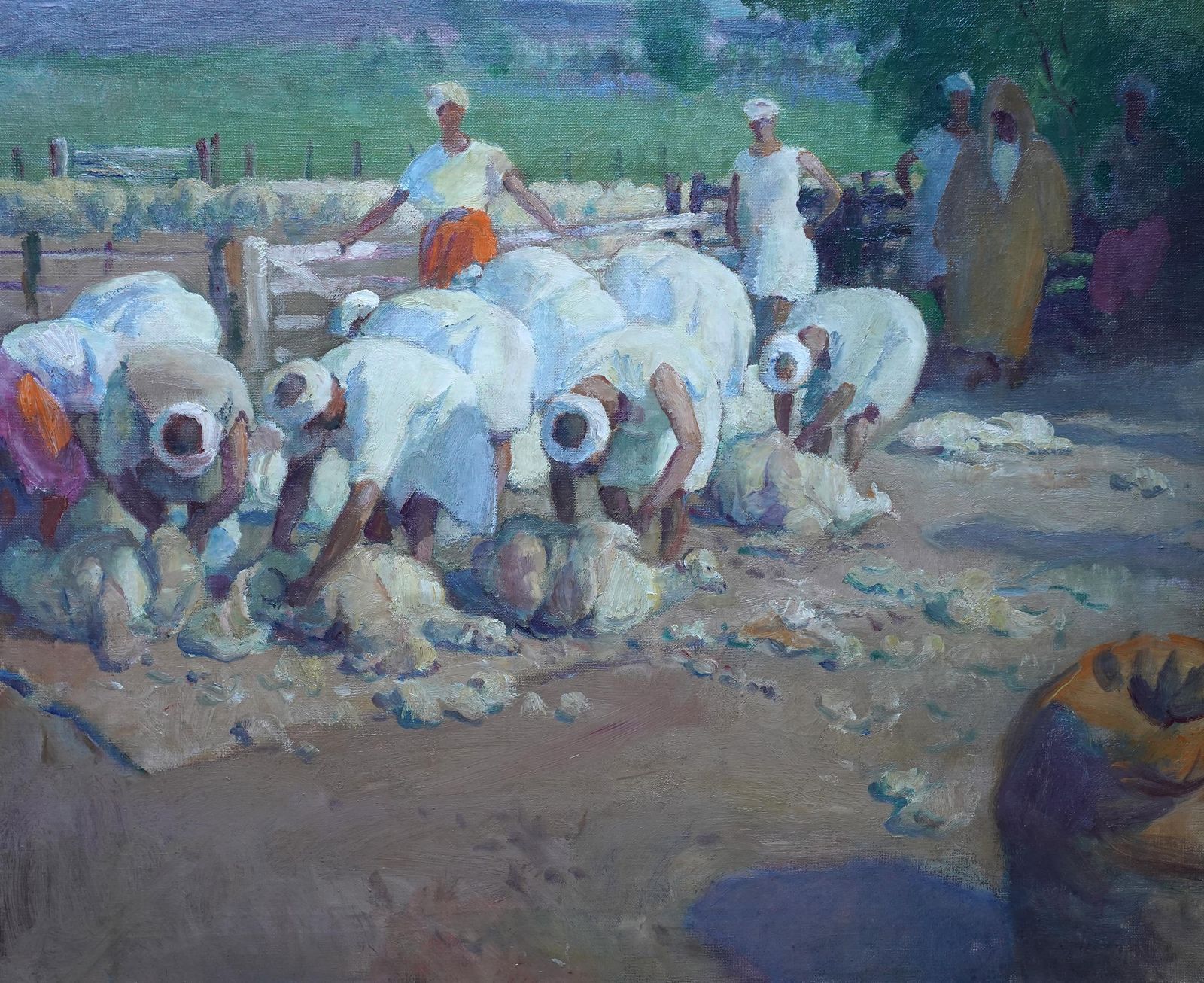 Art Gerald Spencer Prysesheep Shearers, Tangiers   British 1920's Orientalist Figurative Oil Paintingcirca 1925 photo