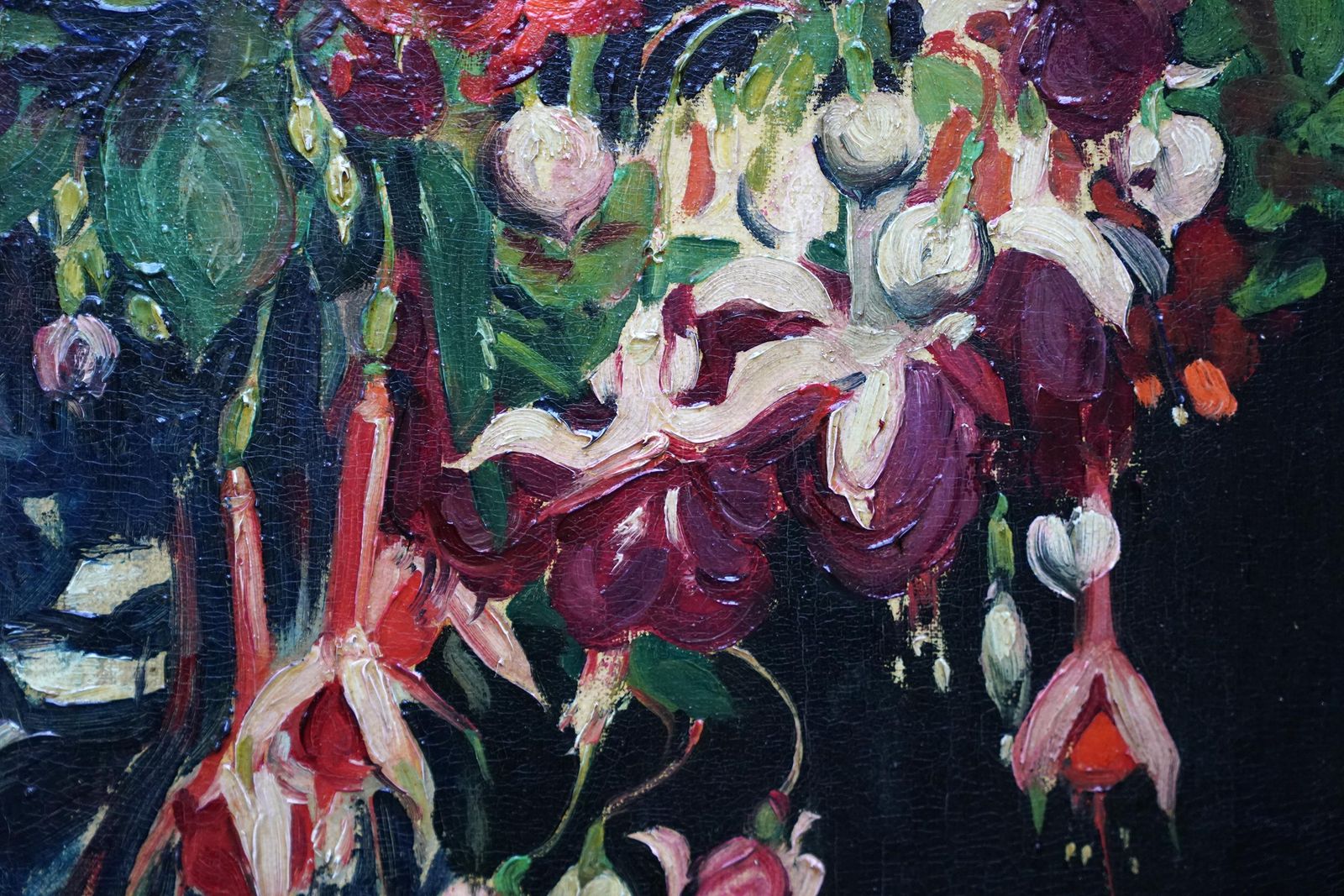 Herbert Davis Richterstill Life Of Fuchsias, Geraniums And Marionettes   British 30's Oil Paintingcirca 1930 photo buy