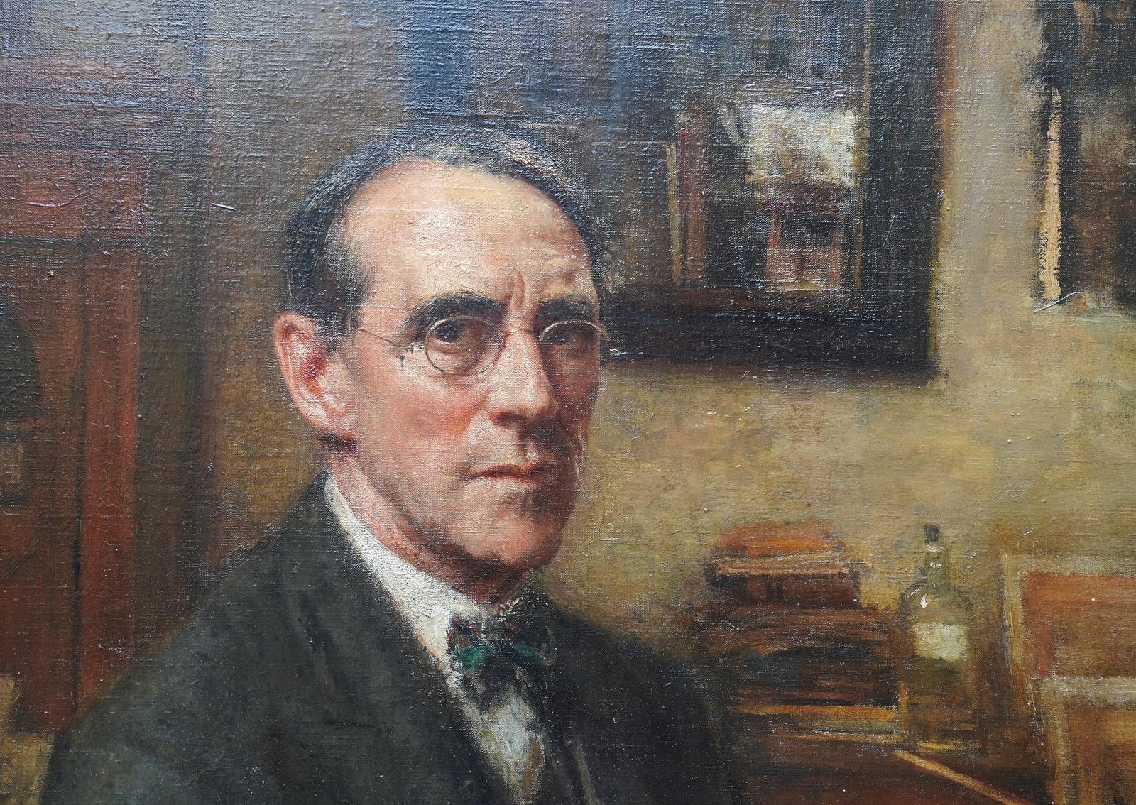 Walter Westley Russellself Portrait Of The Artist In Studio   British 1920's Art Oil Paintingcirca 1920 photo Art