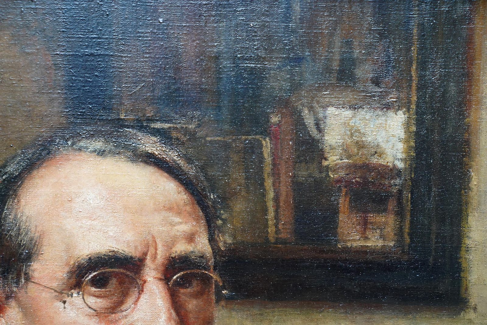 Walter Westley Russellself Portrait Of The Artist In Studio   British 1920's Art Oil Paintingcirca 1920 photo vintage