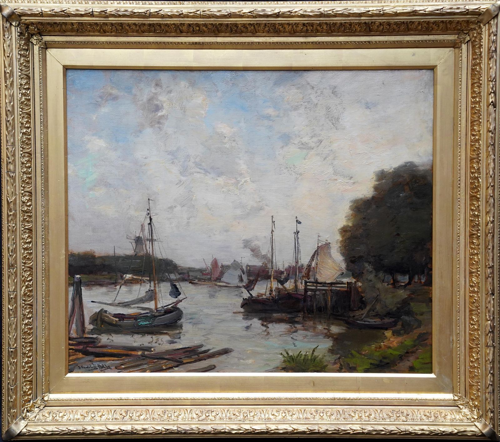 photo vinterior James Campbell Nobleharbour Seascape   Scottish Edwardian Impressionist Art Marine Oil Paintingcirca 1910