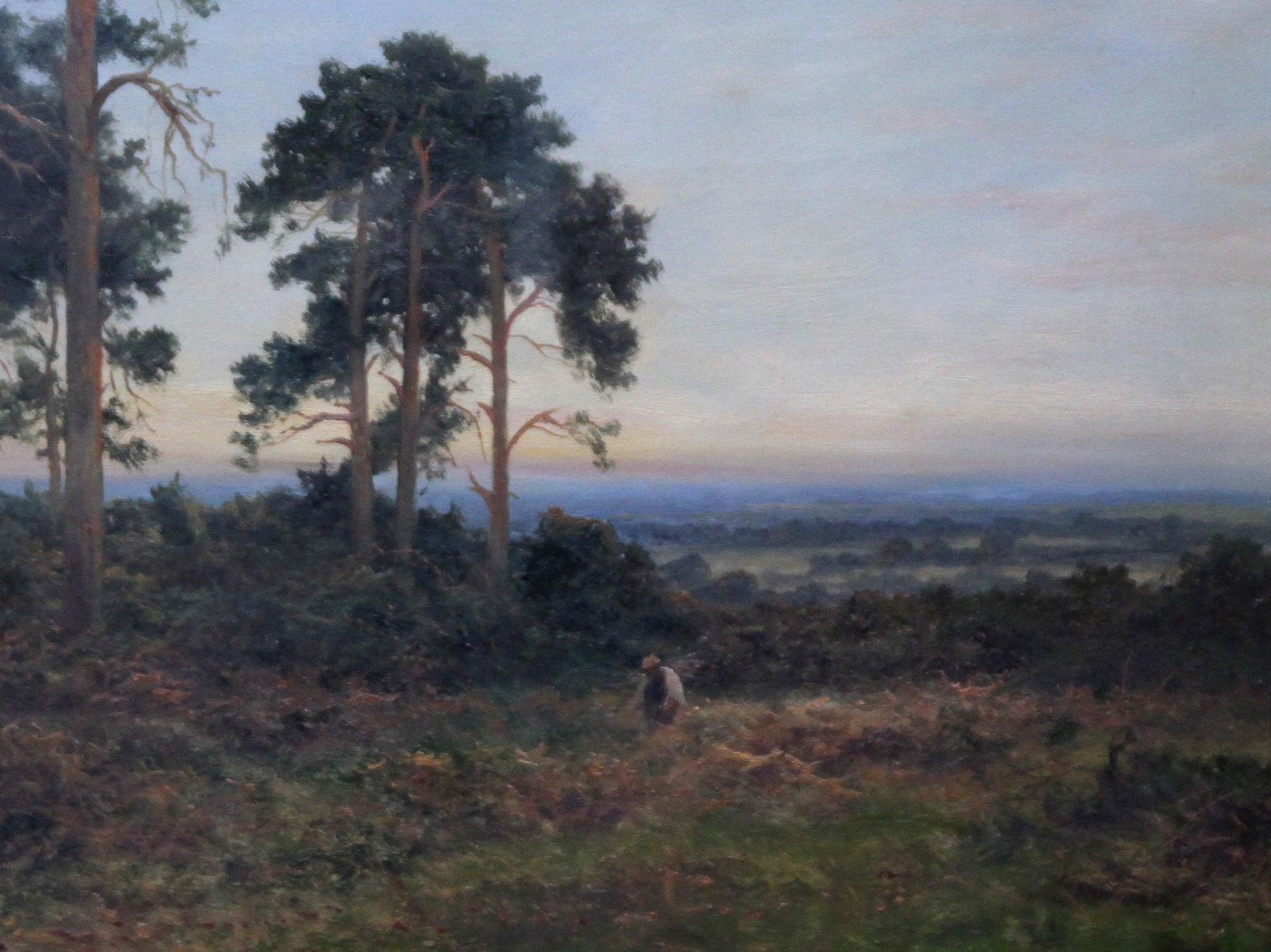 Daniel Sherrinclose Of Day   British 1900 Victorian Art Pine Trees Landscape Oil Painting Circa 1900 photo for sale