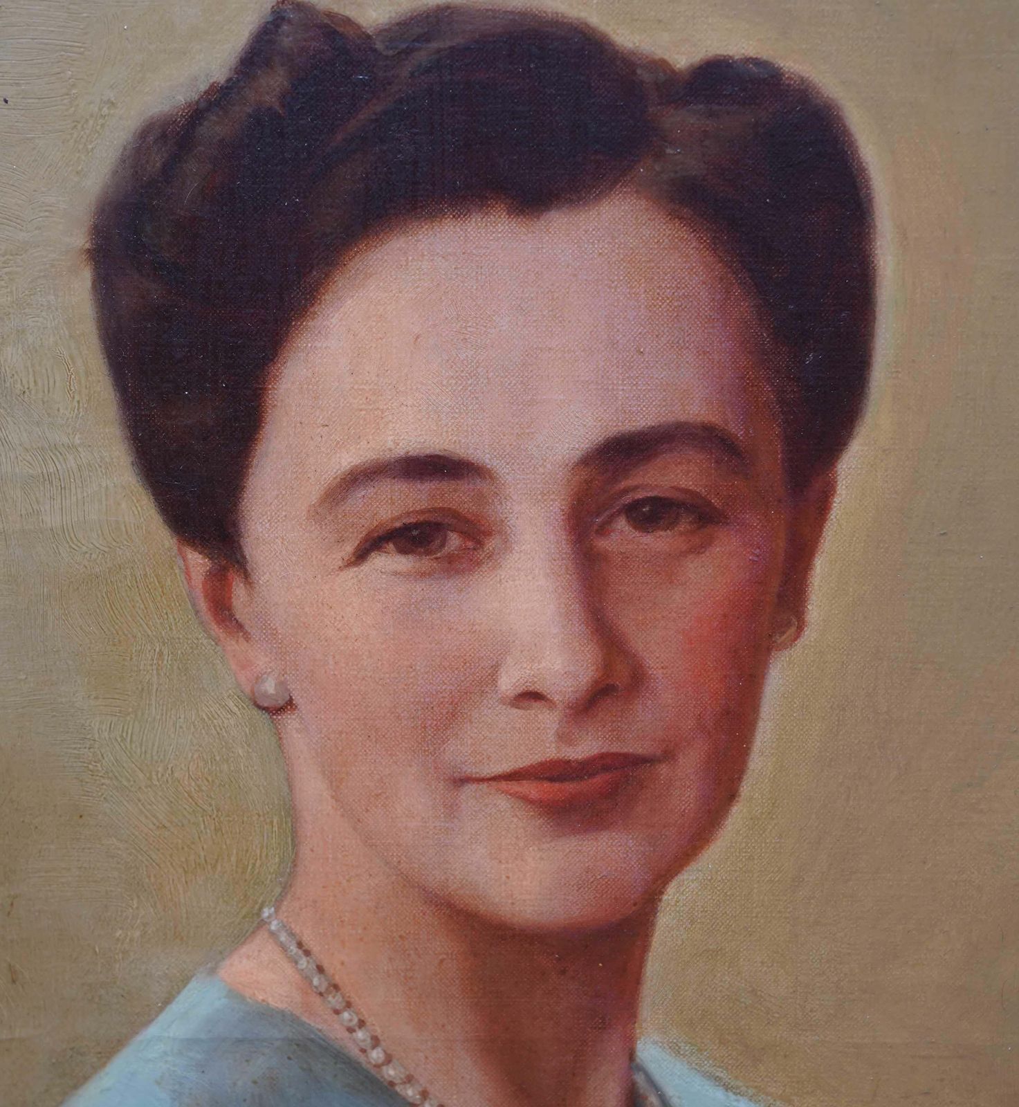 photo furniture Portrait Of A Lady Arranging Flowers   British 1940's Art Oil Paintingcirca 1940