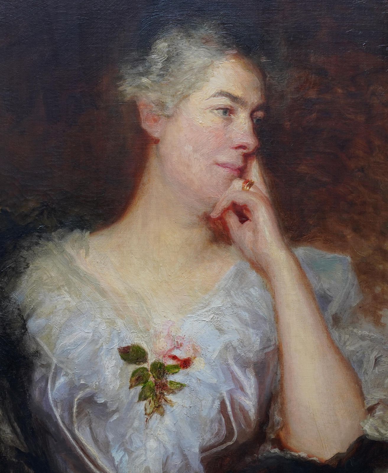 William Etty (Circle)portrait Of A Lady With Rose   British Art Old Master Portrait Oil Paintingcirca 1840 photo for sale