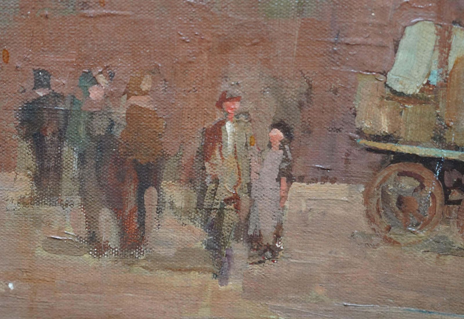 Edwin Glasgowtown Landscape With Figures   British 1930's Post Impressionist Oil Painting Art1936 photo vintage