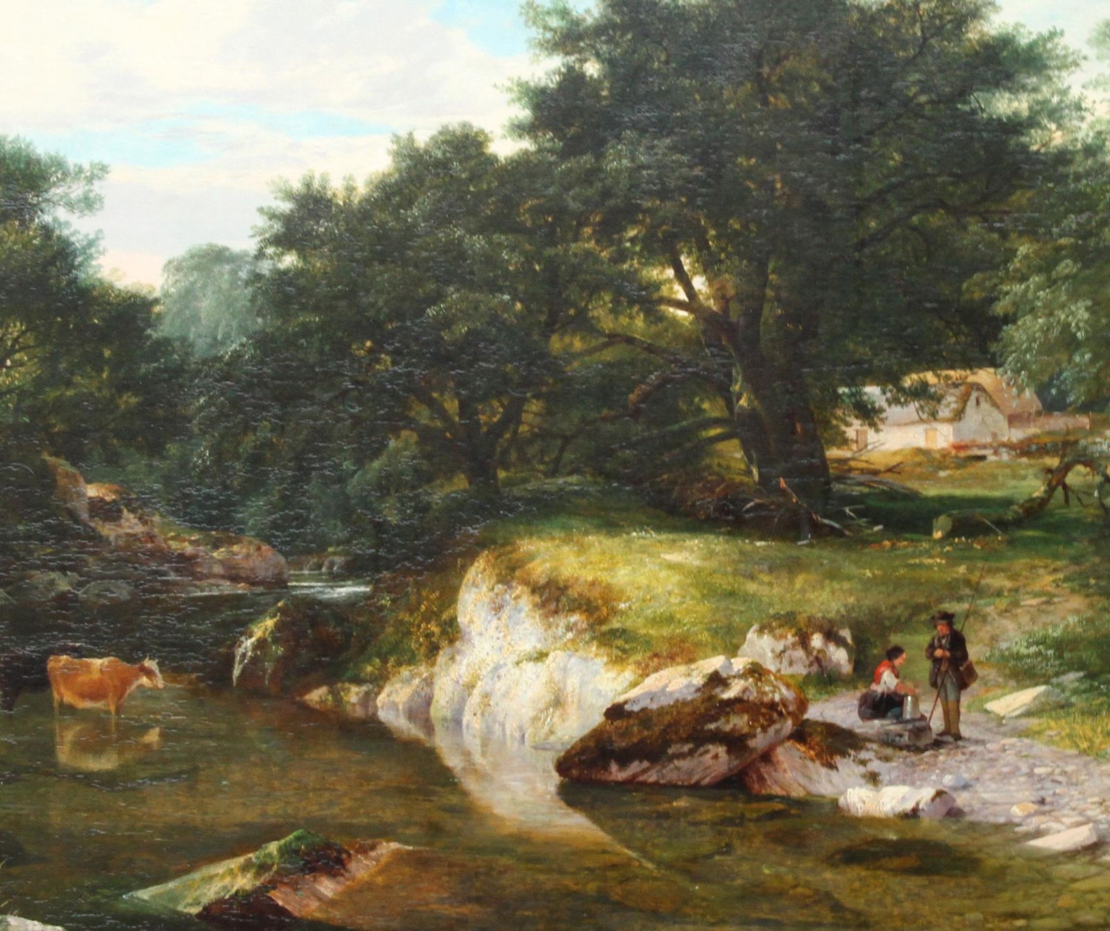 George Colea Stream In The Forest   British Victorian 1859 Art Landscape Oil Painting1859 photo for sale
