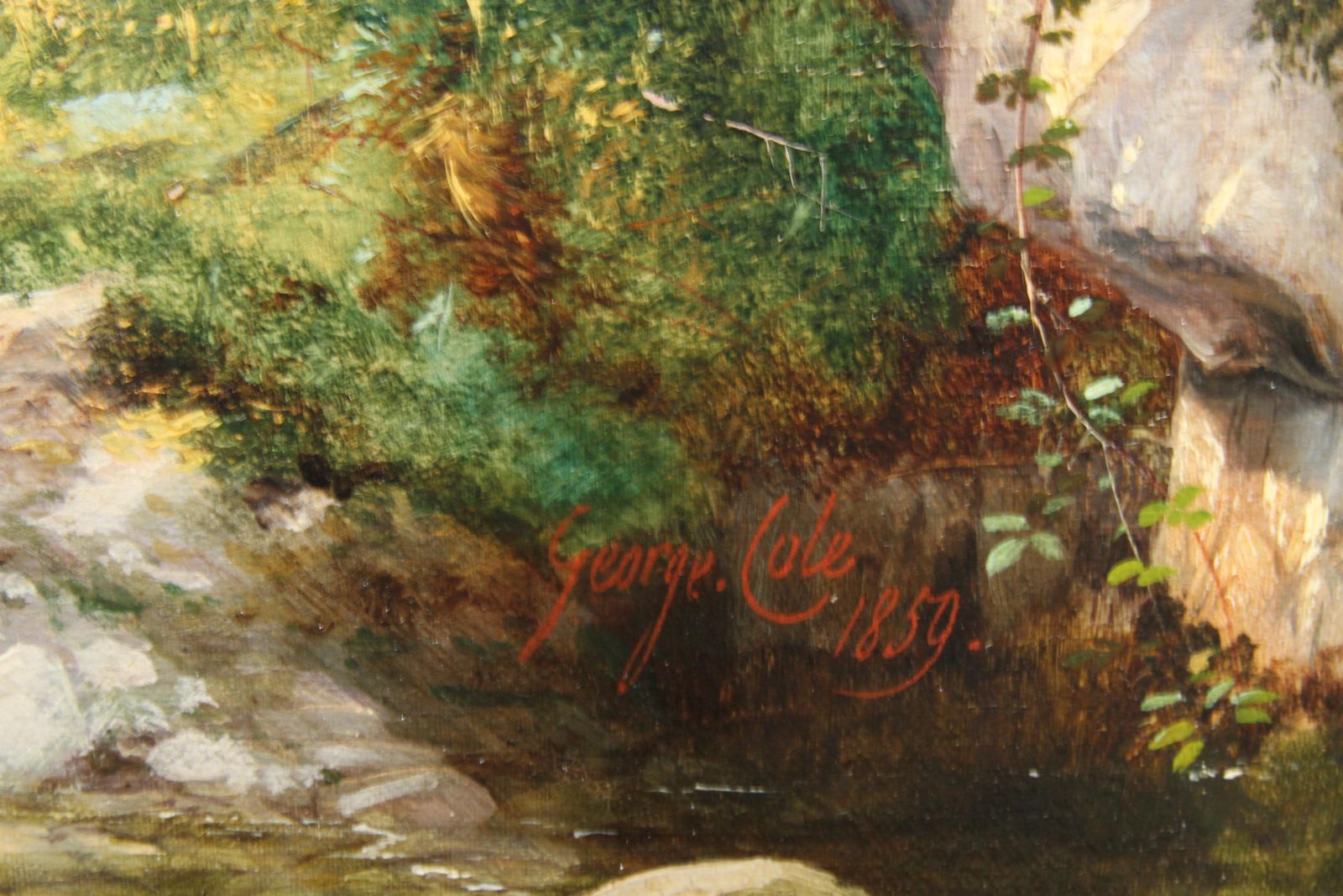 George Colea Stream In The Forest   British Victorian 1859 Art Landscape Oil Painting1859 photo vinterior