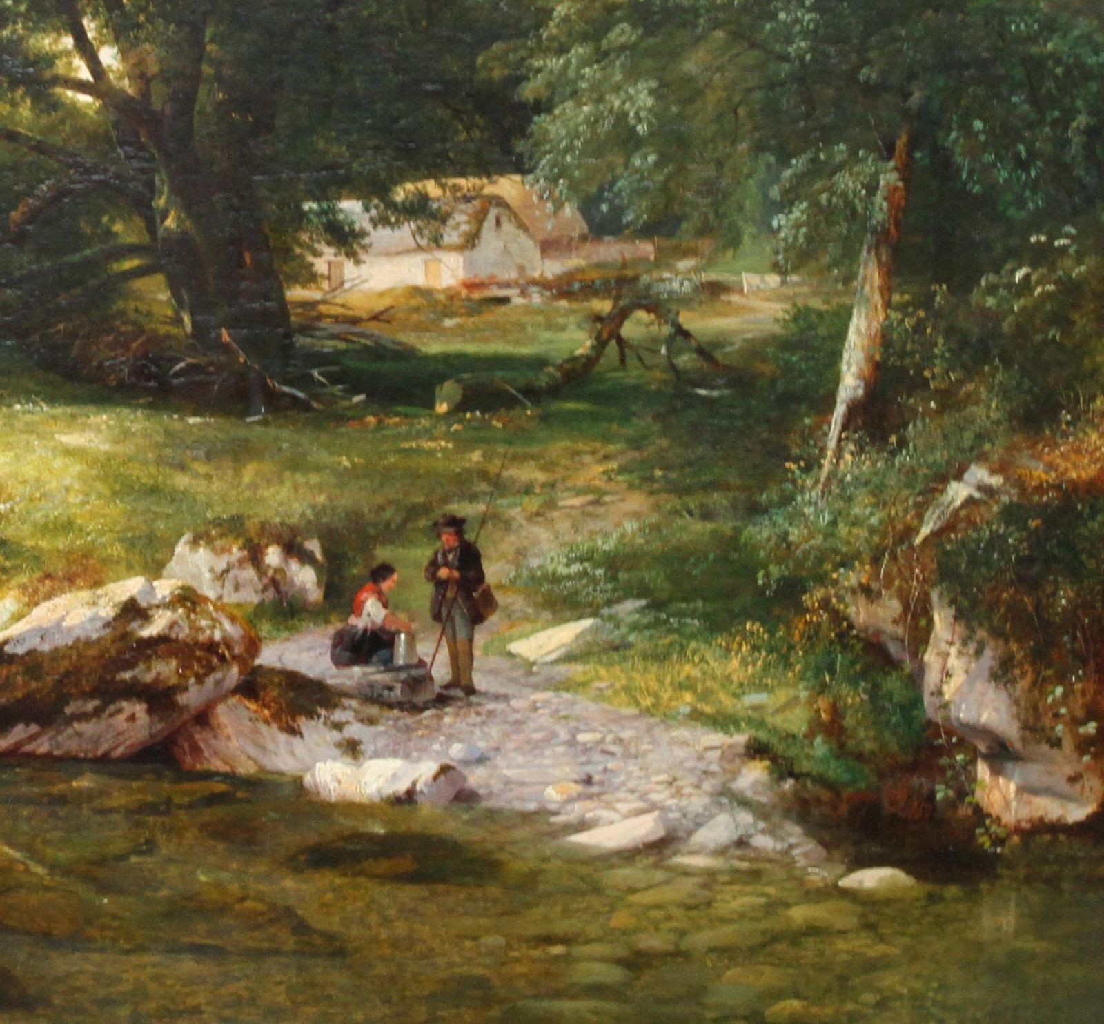 photo furniture George Colea Stream In The Forest   British Victorian 1859 Art Landscape Oil Painting1859
