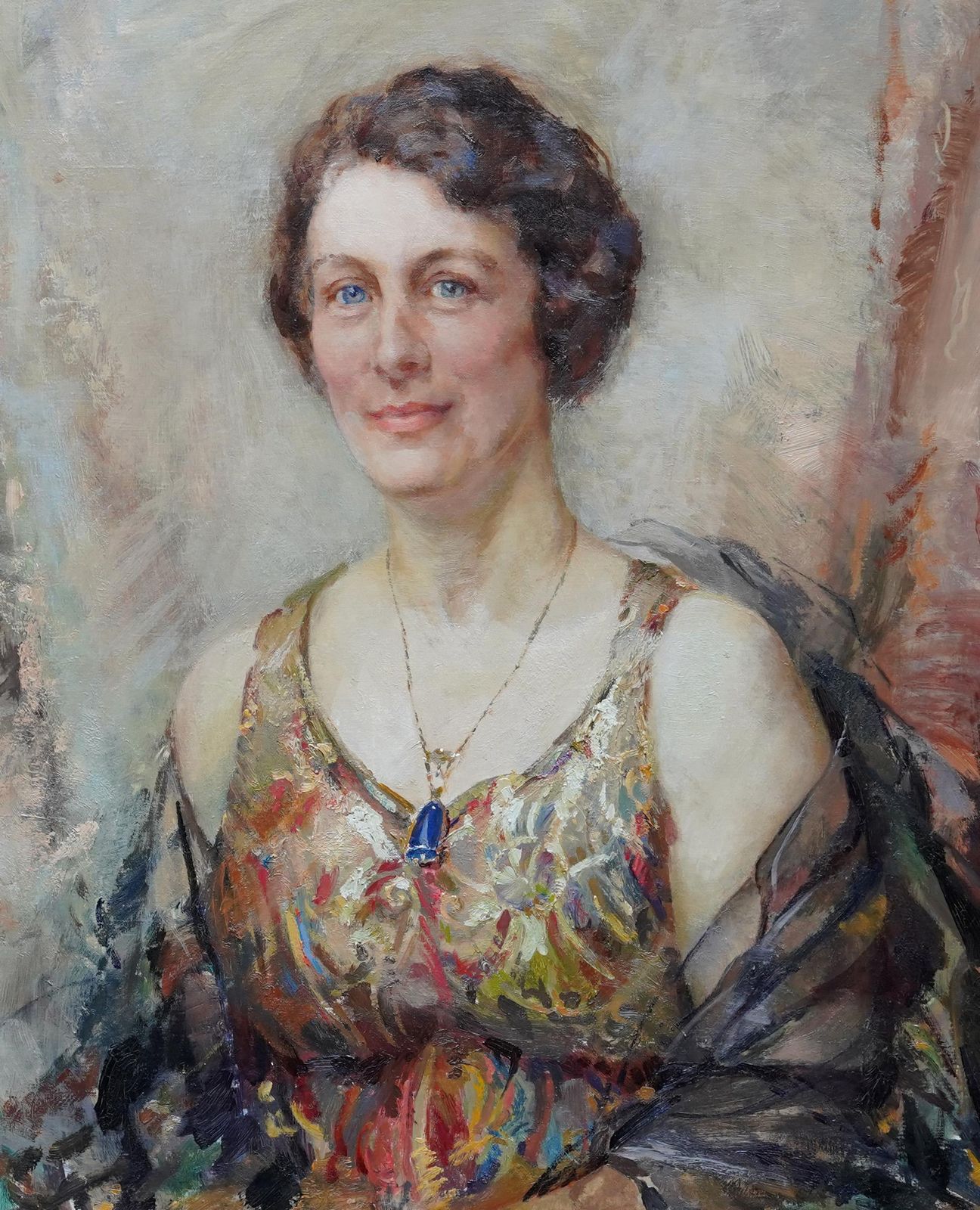 Elsie Marchportrait Of A Lady With Pendant   British Art Deco 30's Portrait Oil Painting1933 photo for sale