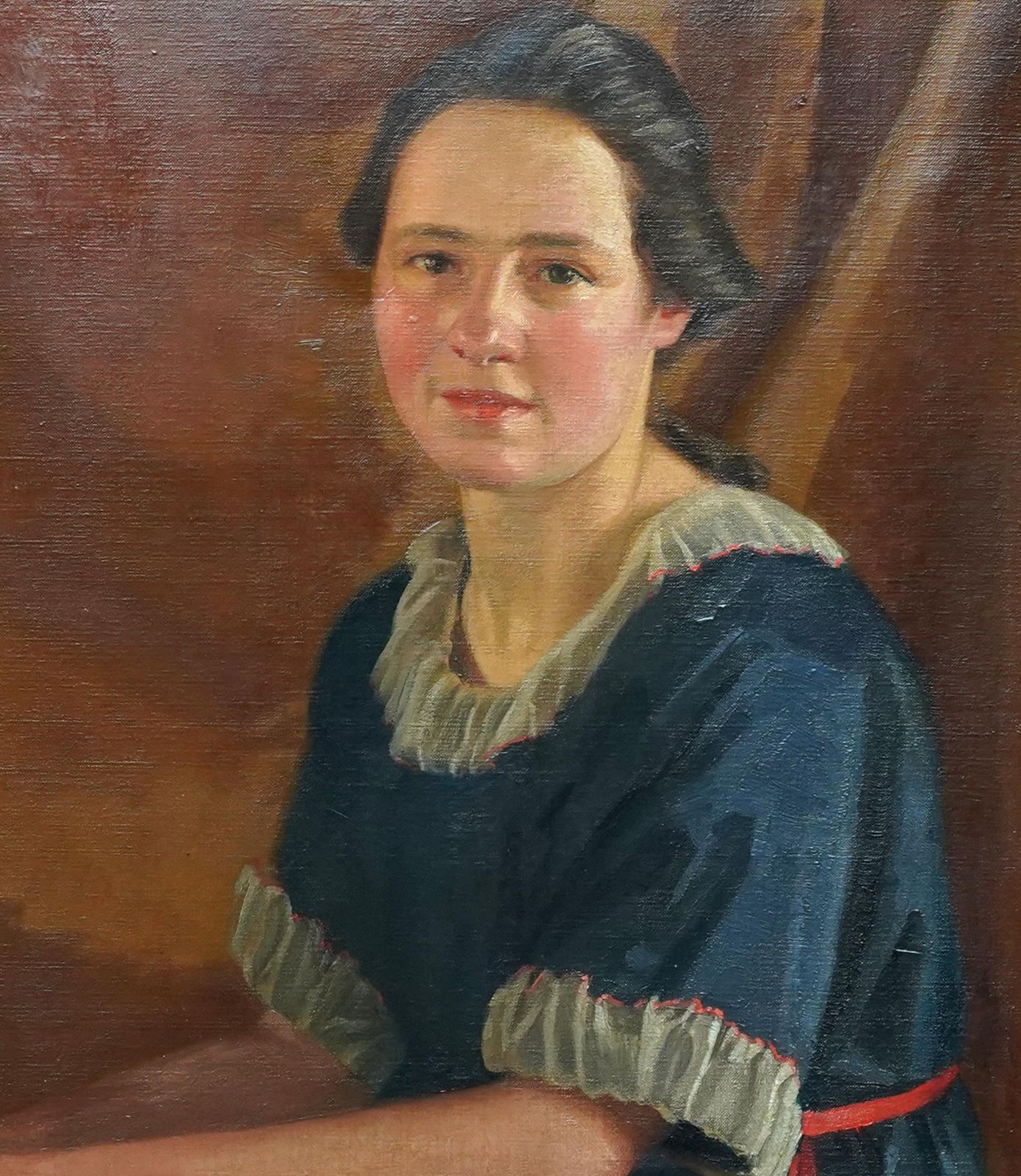 James P. Barracloughportrait Of A Young Woman With Book   British Art Deco 20s Portrait Oil Paintingcirca 1923 photo Art