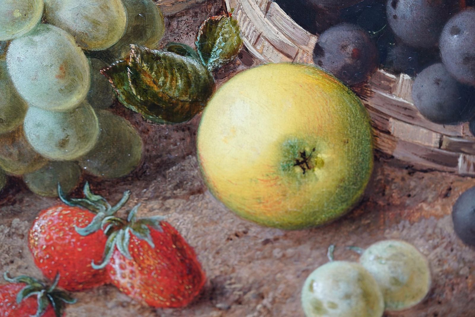 George Clarestill Life Of Fruit   British 19th Century Victorian Art Oil Painting Still Lifecirca 1870 photo vintage