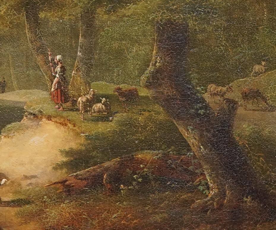 Philippe Budelotfigures And Cattle On Woodland Path   French Figurative Landscape Oil Paintingcirca 1800 photo 5917.0