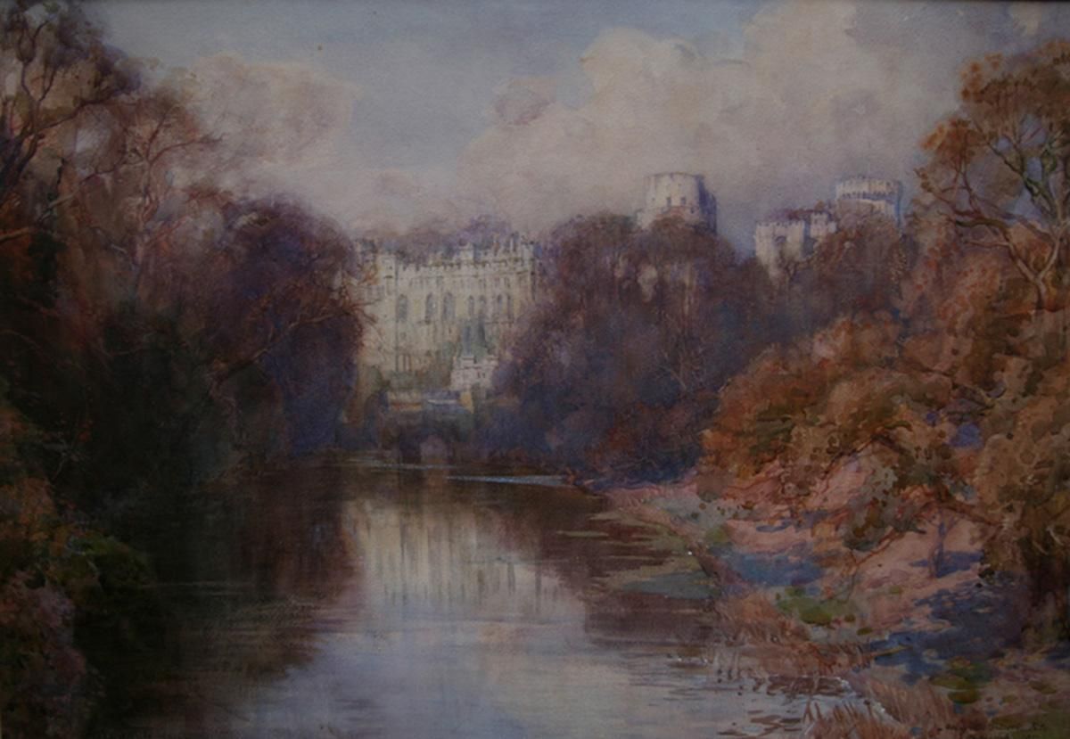 Henry Charles Brewerwarwick Castle   British Art Early 20th Century Painting River Landscape Autumn1917 photo for sale