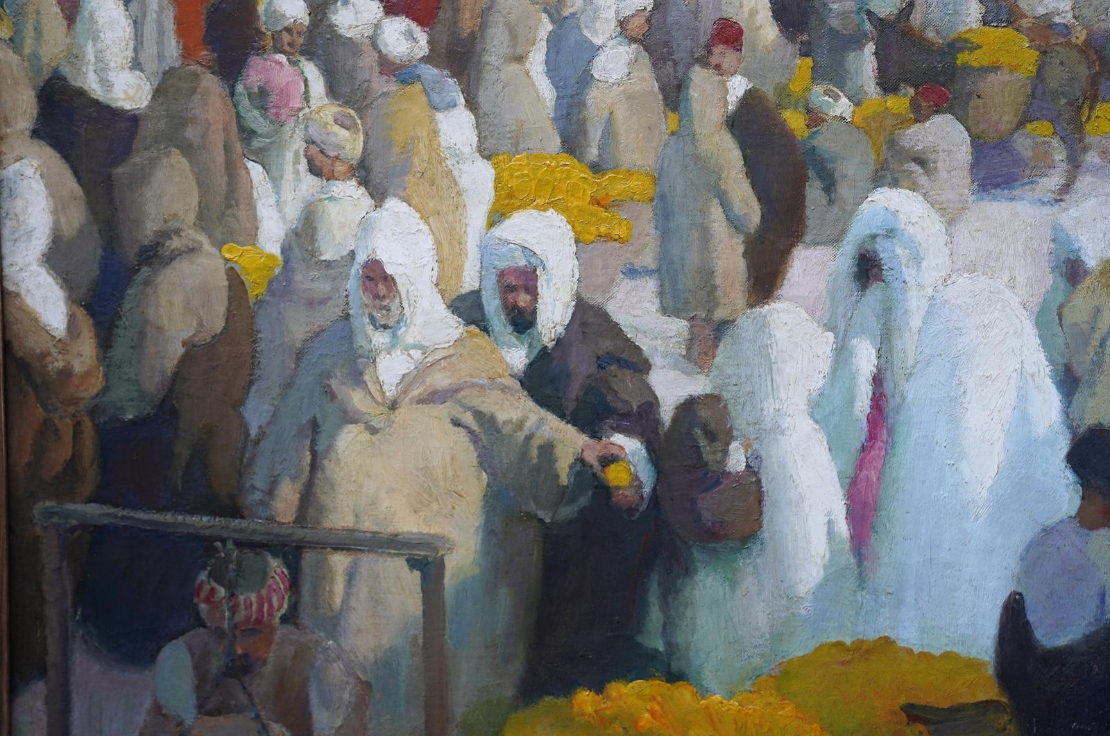 Gerald Spencer Prysetangiers Lemon Market   British 1920's Oriental Figural Art Oil Painting Circa 1925 photo vintage
