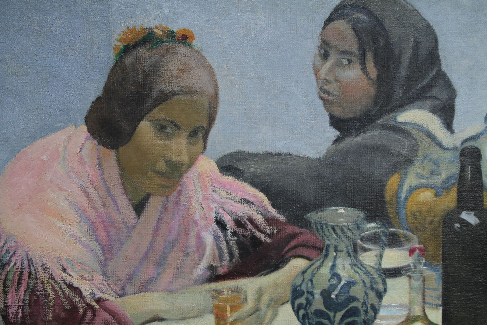 Darsie Japptwo Women In A Cafe   British 1930's Art Oil Portrait Painting Spain Jugs Pinkcirca 1930 photo Art