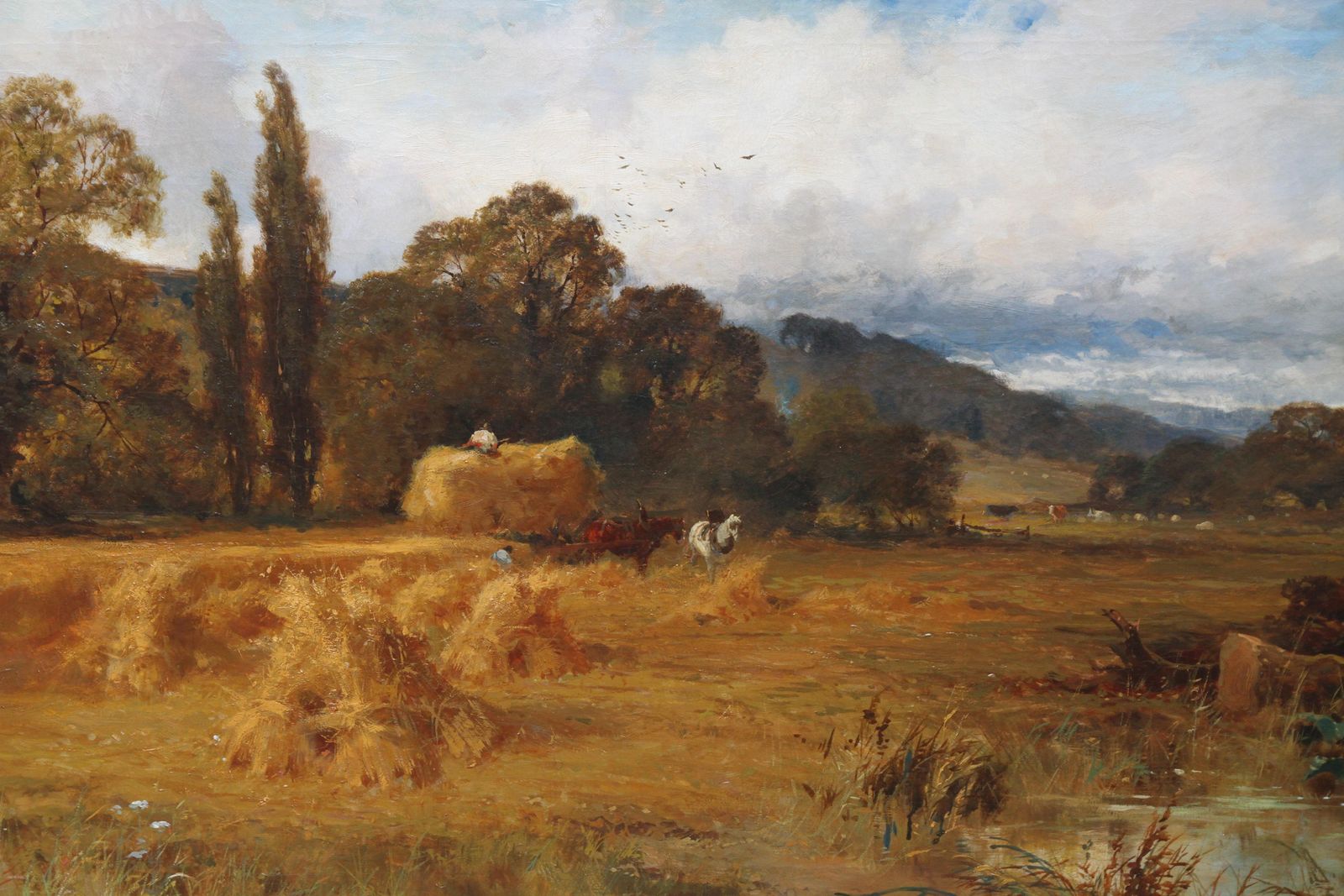 John Horace Hooperharvest Time In Yorkshire   British Art 19th Century Landscape Oil Paintingcirca 1880 photo furniture